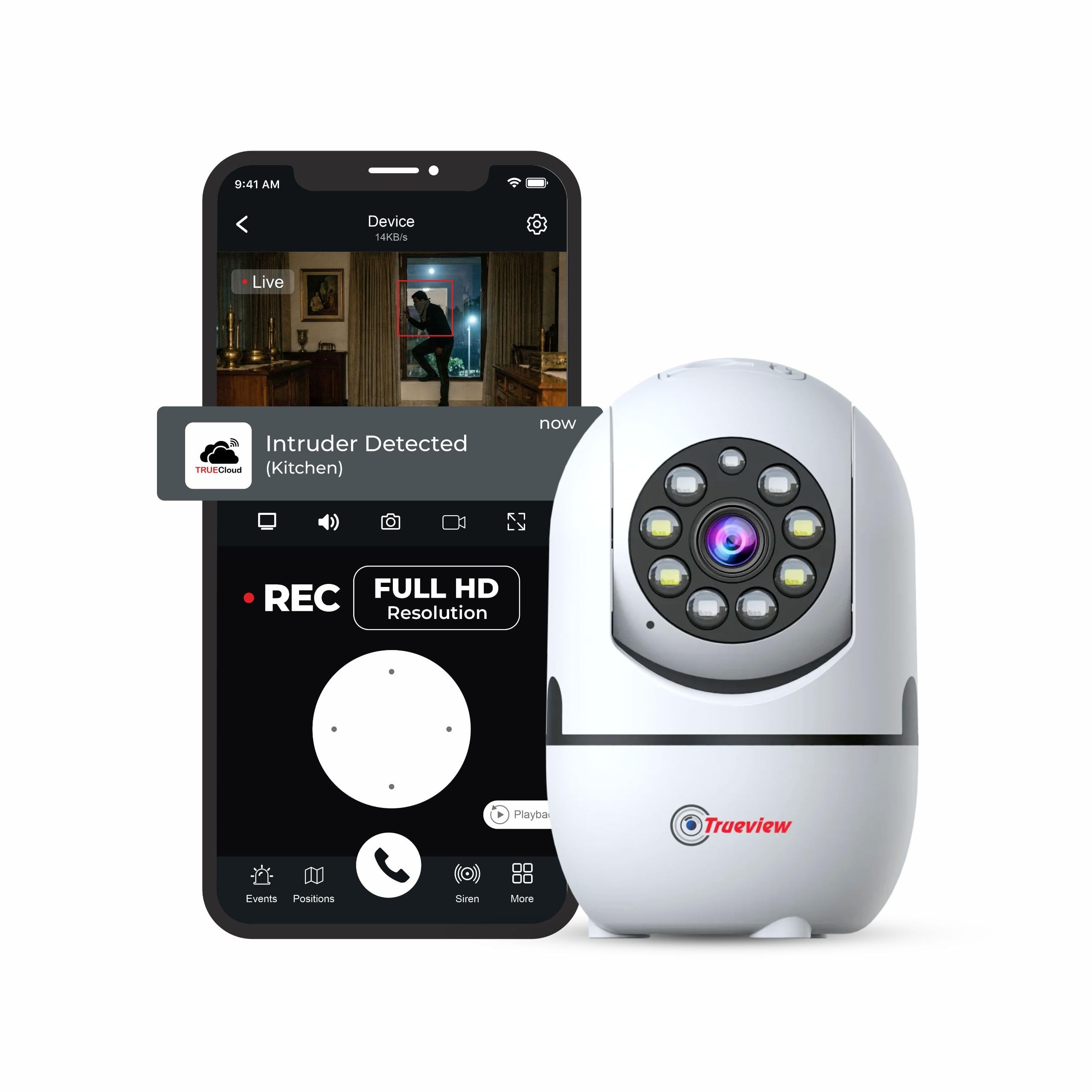 Trueview 2MP Smart CCTV Wi-fi Home Security Camera with Pan Tilt 360 View, 2 Way Talk (2mp Robot ATC T18205)