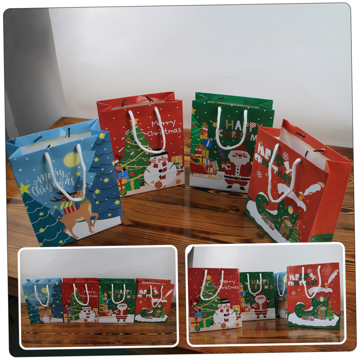 Homoyoyo 12pièces Sacs Cadeaux Papier de Noël pour Friandises et Petits Cadeaux Lot de Sachets Emballage Noël