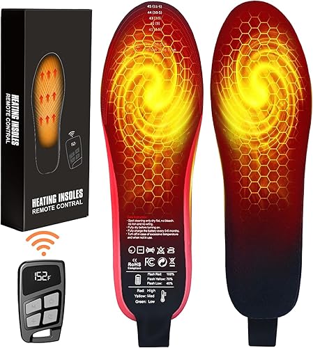 Plantillas calefactables, calentador eléctrico recargable para pies para hombres y mujeres, Negro -