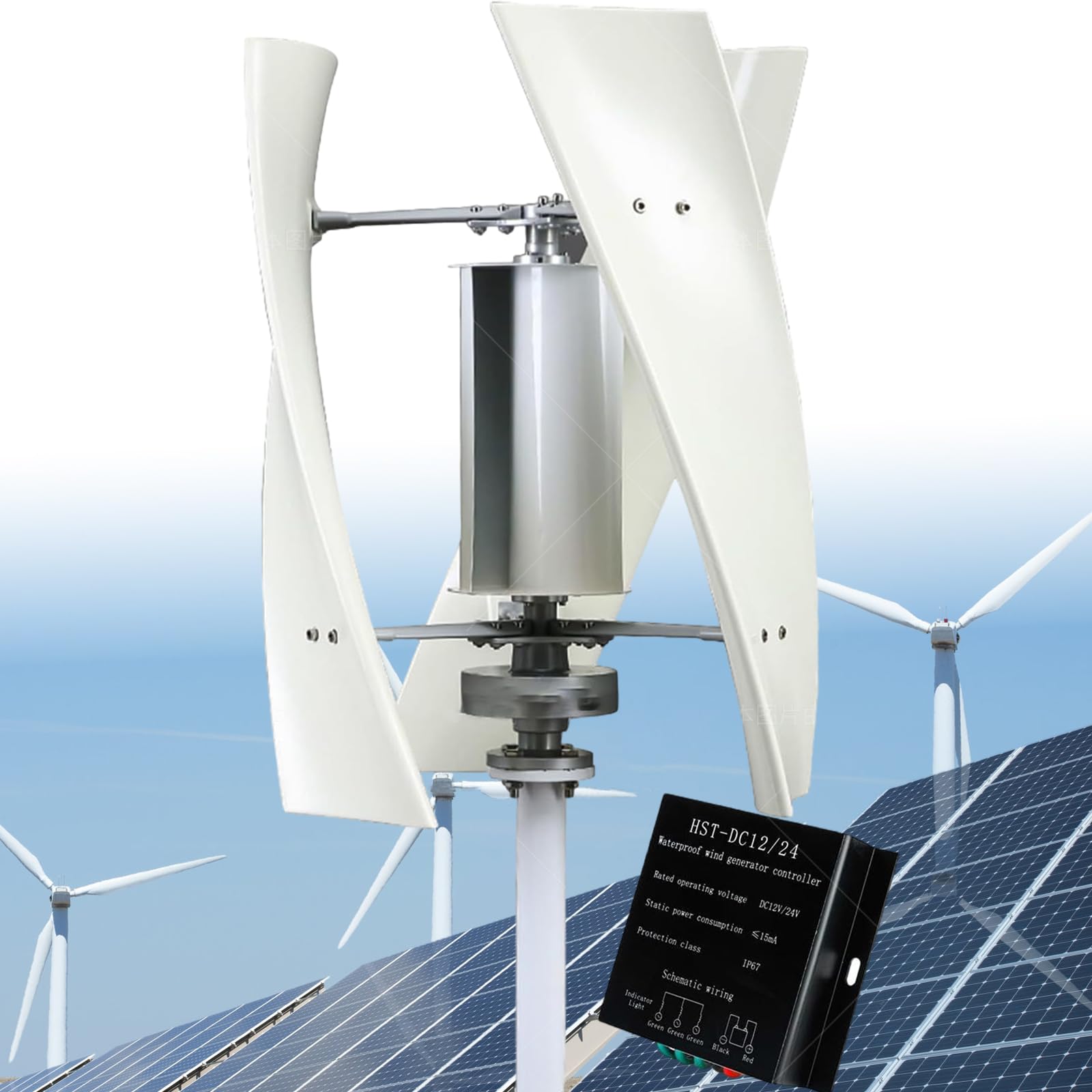 8000W Kein Lärm Windergie Turbinen Generator Magnetschwebe-Windkraftanlage 12V 24V 48V 220V Vertikaler Windkraftanlage mit Controller für RV, Haus, Gartenbeleuchtung 220V