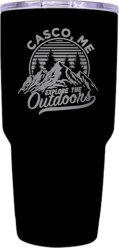 Miniatura 10 de R and R Imports Casco Maine Souvenir - Vaso de acero inoxidable aislado de 24 onzas con grabado láser, color blanco y blanco.