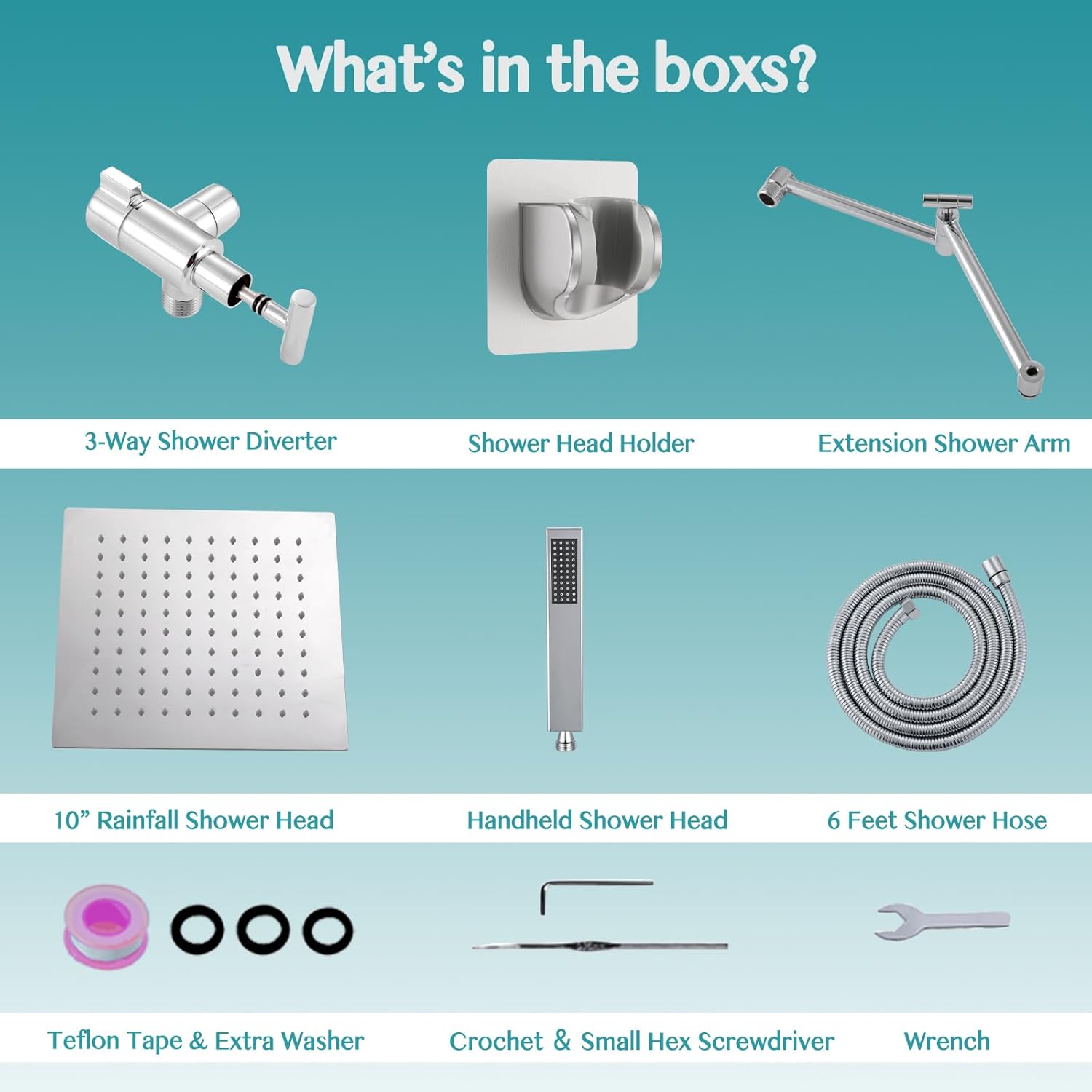 10" Metal Rain Shower Head with Handheld Spray Combo, 4 Settings Shower Diverter with Pause Mode, Stainless Steel Shower Wand, Adjustable Extension Arm, 71 Inch Extra Long Hose - Brushed Nickel