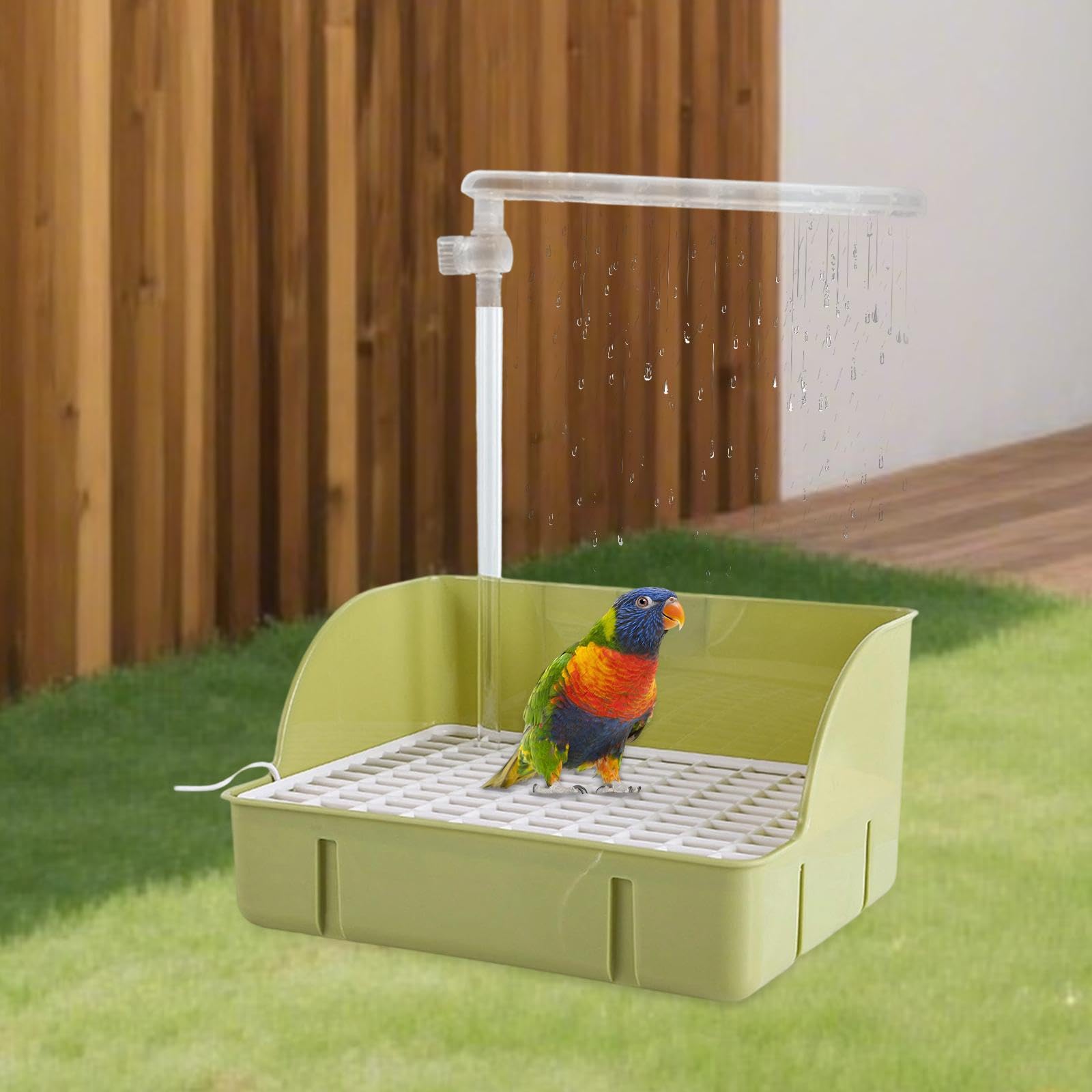Baignoire Automatique pour Oiseaux, Baignoire pour Perroquets et Perruches, Baignoire pour Oiseaux de Taille Moyenne, Vert