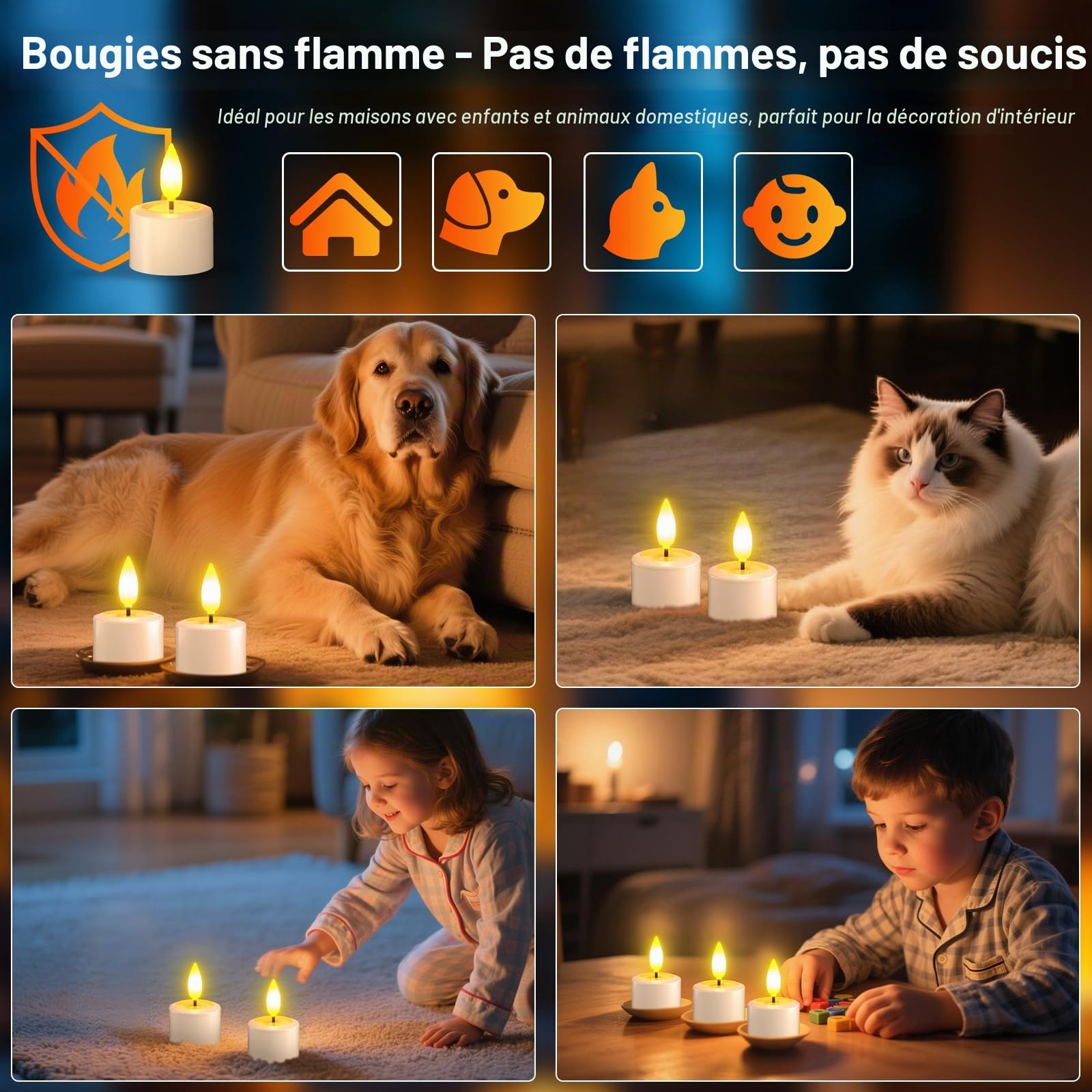 PChero Bougie Chauffe Plat LED Rechargeable, Lot de 12 Fausse Bougies à LED Votives Flamme Vacillante Bougie Decorative Electrique avec Télécommande pour Deco Noel Anniversaire Maison Chambre Mariage