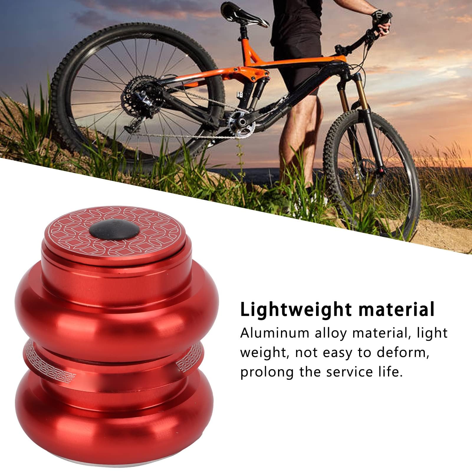 Jeu de Direction de vélo, 34 mm/1,3 po Jeu de Direction à Double roulement scellé Alliage d'aluminium léger Jeu de Direction à Fourche Avant pour VTT Vélos de Route