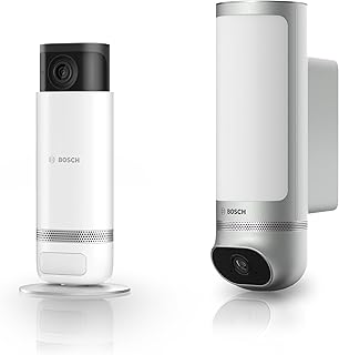 Bosch Smart Home intelligente Überwachungskameras-Set, 1x Außenkamera II Silber, 1x Innenkamera II, 1080p Full-HD Auflösung mit integrierter Alarmsirene, kompatibel mit Amazon Alexa