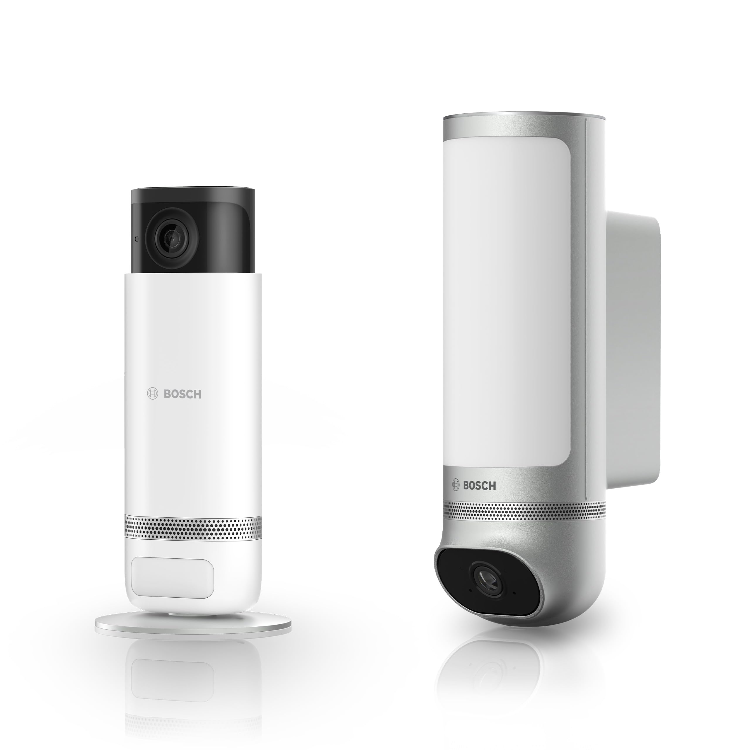 Bosch Kit de caméras de Surveillance intelligentes Smart Home, 1x caméra extérieure II Argent, 1x caméra intérieure II, résolution Full-HD avec sirène d'alarme intégrée, Compatible avec Amazon Alexa