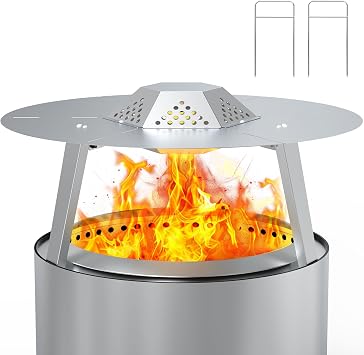 Heat Deflector for Solo Stove 19.5" Bonfire 1.0 2.0 Fire Pit Accessories Stainless Steel 304 Heat Diffuser with Carrying Handle and 3 Support Leg for 19.5 Inch Other Outdoor Indoor FirePits Accessory