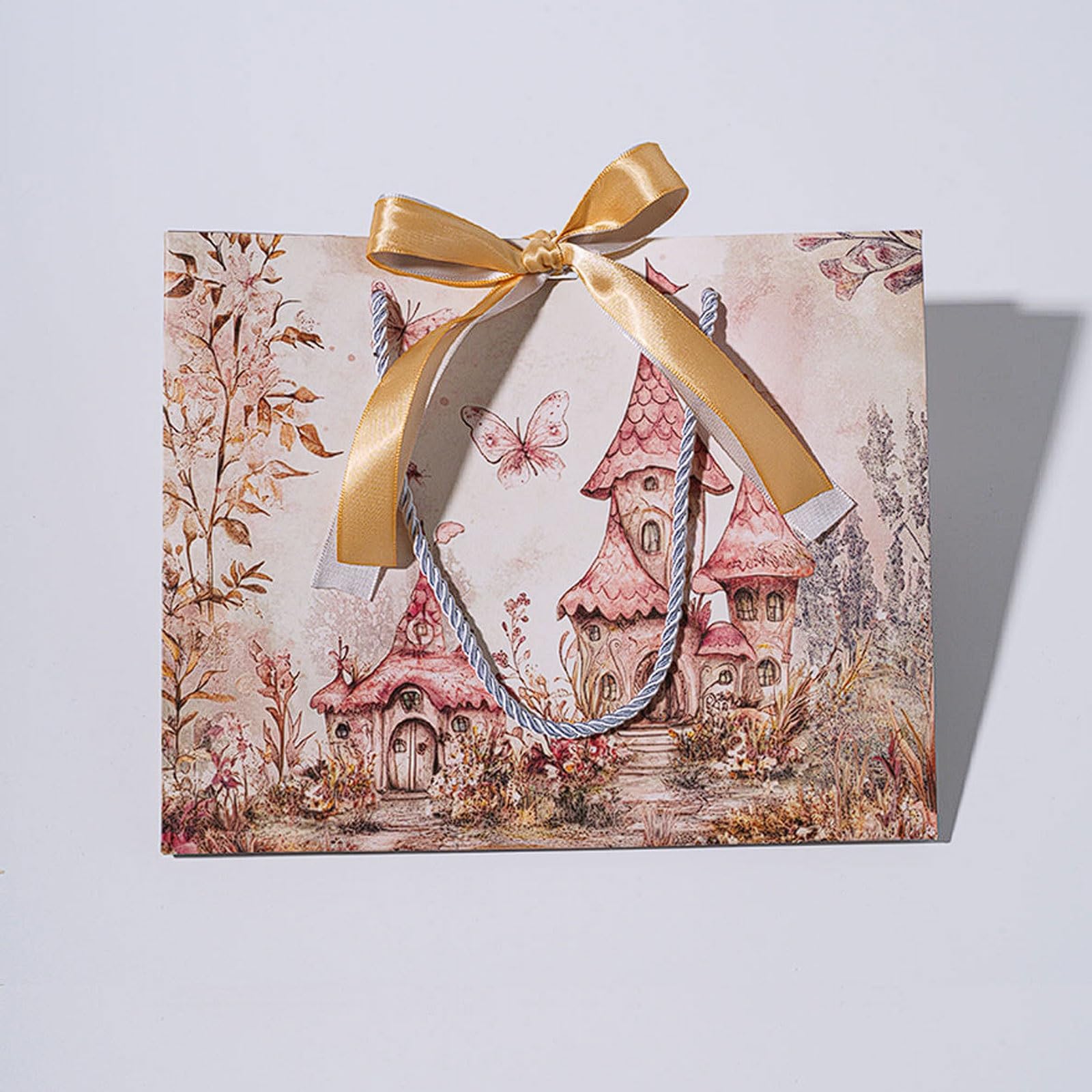 Paquete de 20 bolsas papel con asas cinta, 3 tamaños, elegantes ropa rosas y moradas for cumpleaños regalos fiesta(M)
