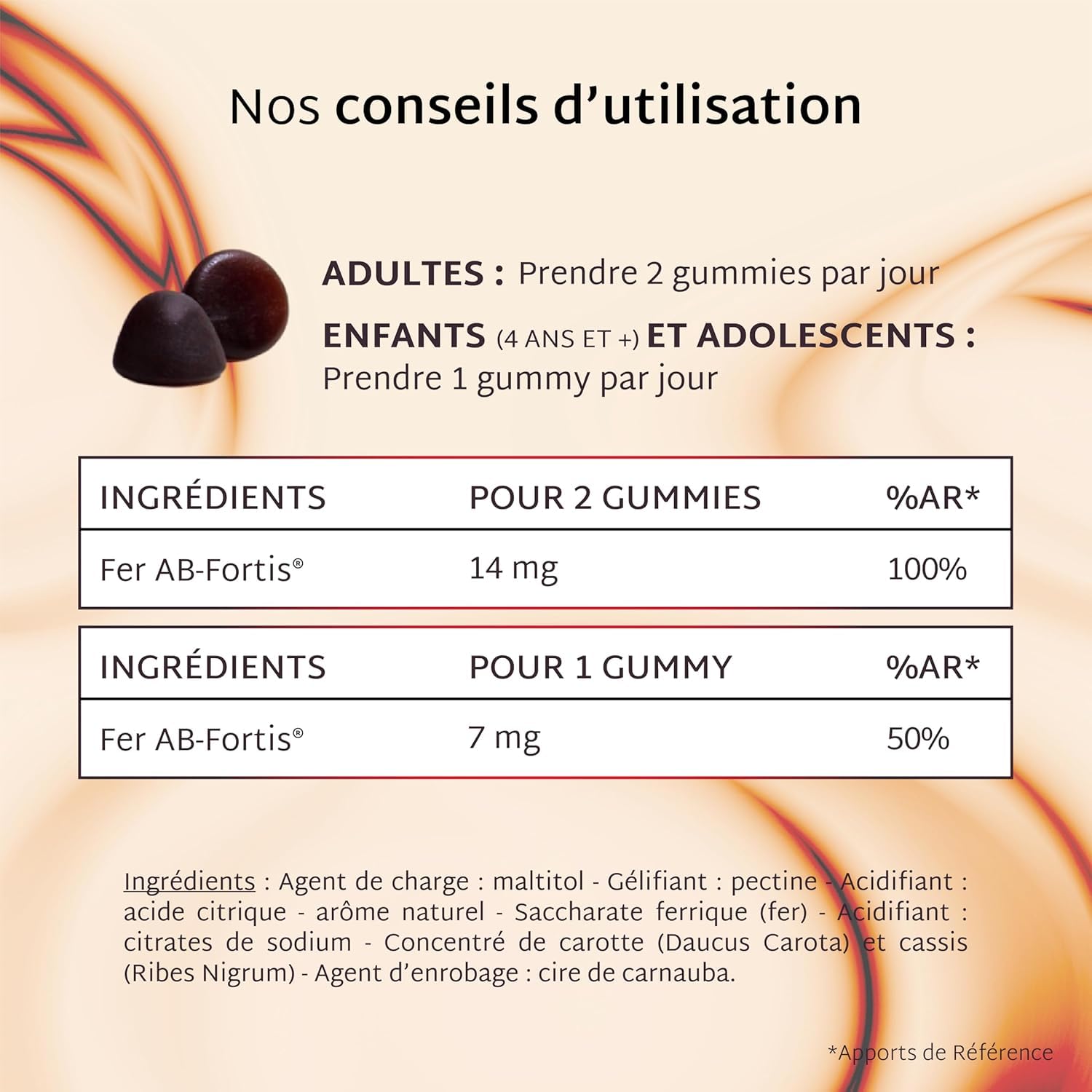 Mium Lab - Fer Breveté 14mg (100% des besoins) AB-Fortis® Micro-encapsulé - Enfants & Adultes - 3 à 6 semaines - Fatigue & Immunité - 42 gummies sans sucre - 100% Français - Goût Fruits Rouges & Yuzu