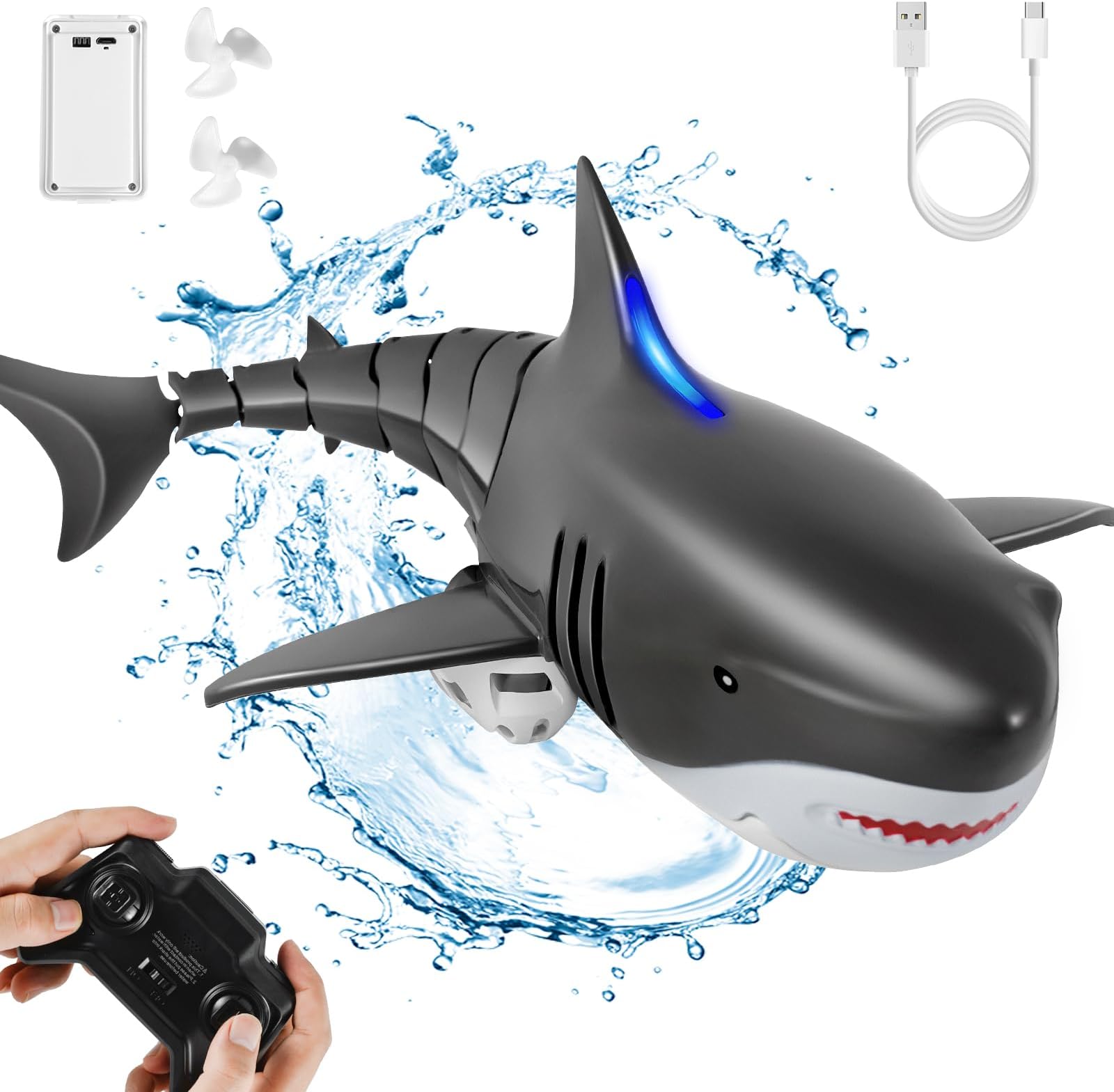 Remote Control Shark Toy for Kids Adults Electric High Simulation Shark for Swimming Pool Bathroom, Great RC Boat for 3+ Year Old Boys and Girls