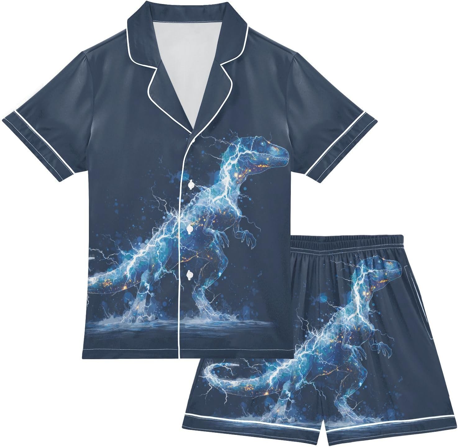 Silk Pajamas Sets Soft Satin 2 Piece Pjs Set Short Sleeve Sleepwear Nightwear