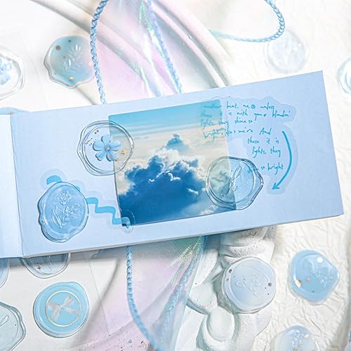 Miniatura 3 de EOQPDECD 64 calcomanías de sello de cera autoadhesivas, calcomanías de sello de cera de cristal transparente para decoración de sobres de invitación