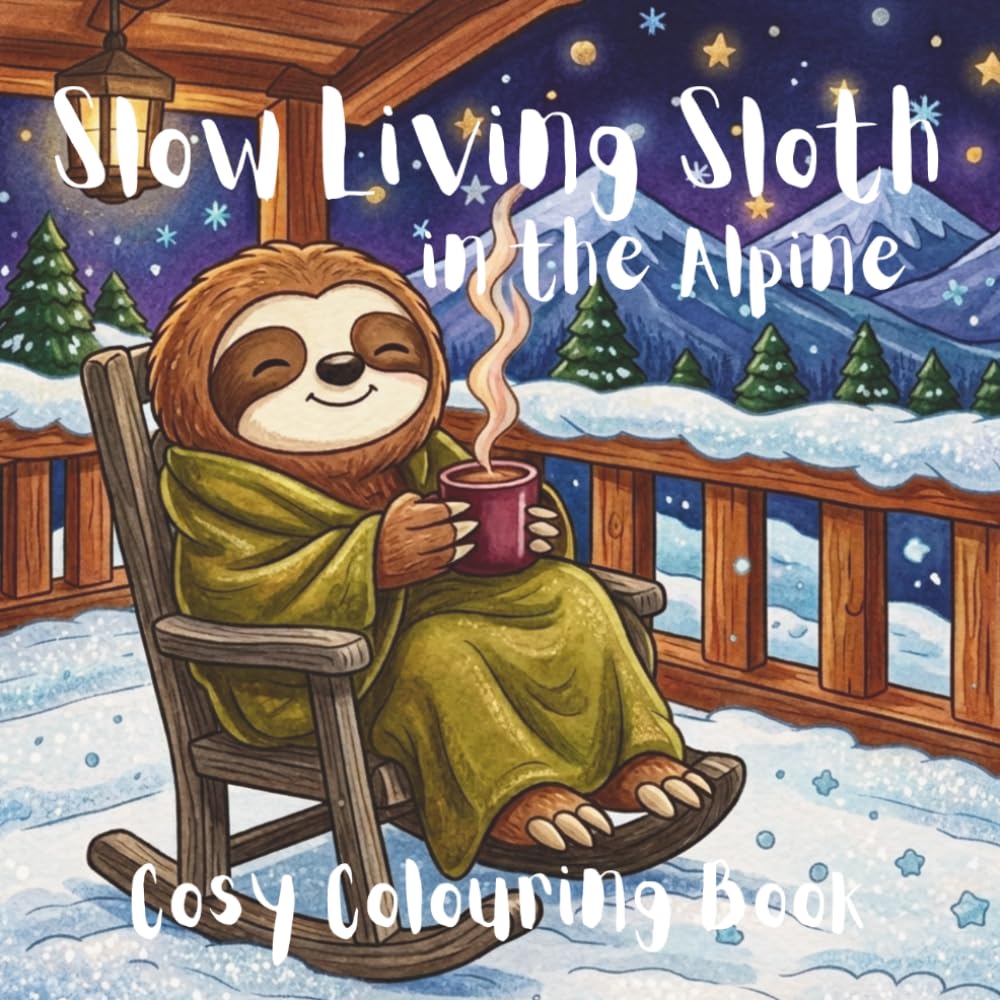 Slow Living Sloth in the Alpine: Cosy Colouring Book (Slow Living Sloth Series)