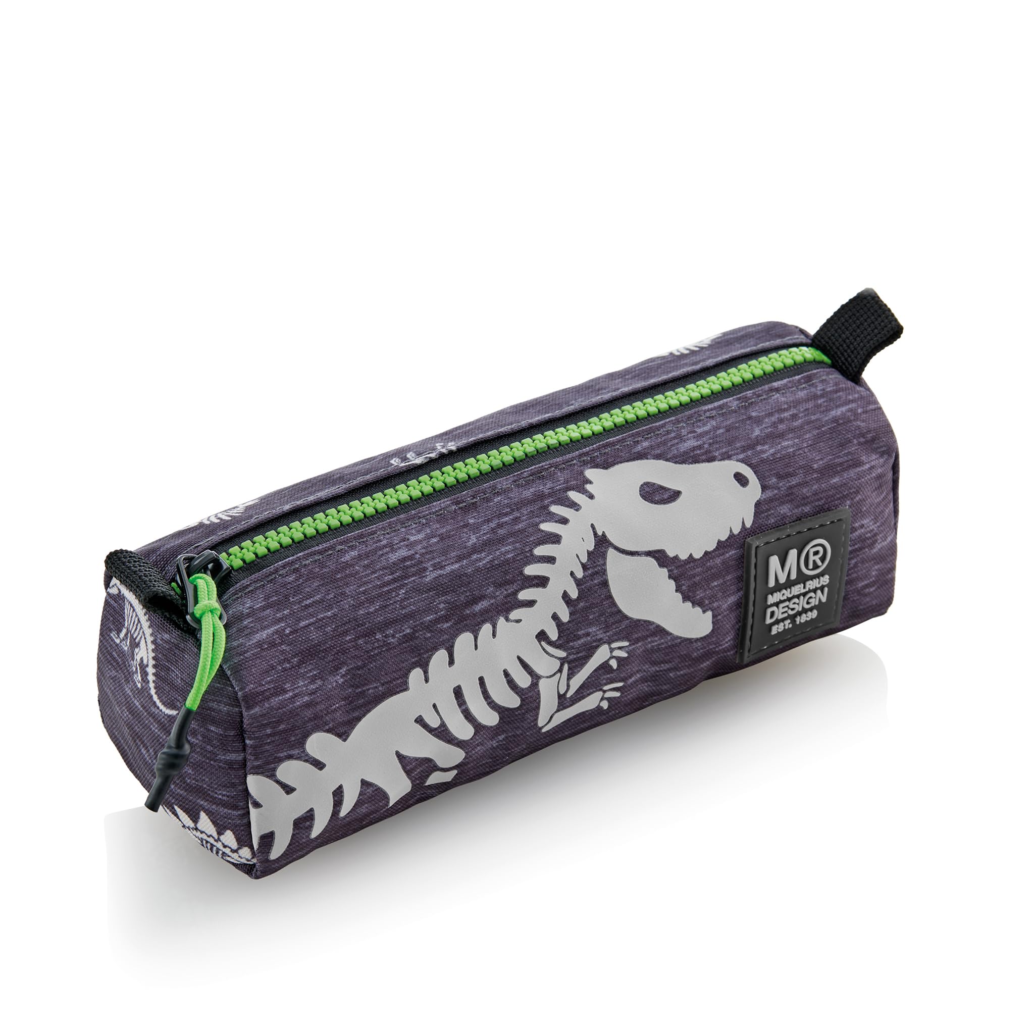 Miquelrius Pencil Case, Round School Pencil Case, Zipper Closure Made of Durable Plastic, Metal Handle, 205 x 60 x 75 mm, T-Rex, Blue