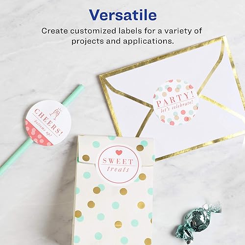 Miniatura 2 de Avery Etiquetas redondas blancas mate, tecnología de alimentación segura, 1.5 pulgadas de diámetro, 500 etiquetas imprimibles en blanco mate