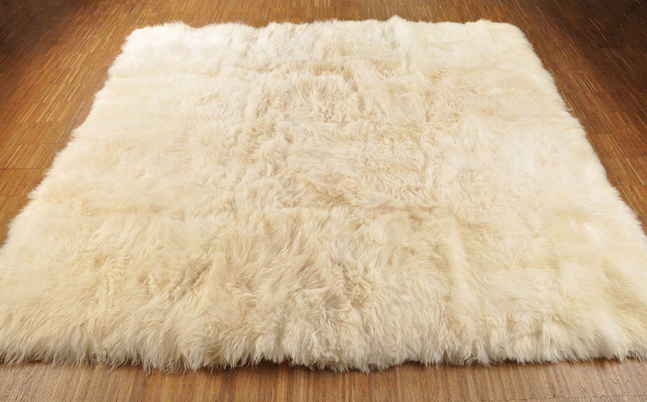 generisch Lammfell Teppich Creme Weiß Champagner 200 x 200 cm mit 8 Schwedischen Lammfellen