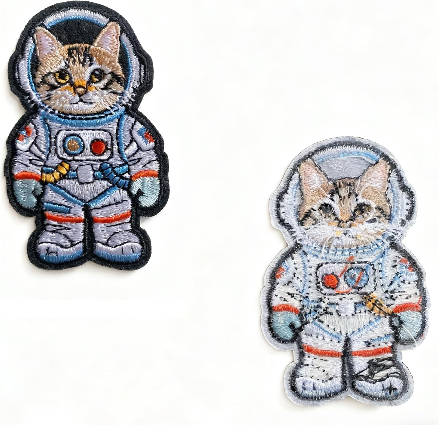 U-Sky Sew or Iron on Embroidered Patches | Adorable Orange Tabby Cat in Astronaut Suit with Space Helmet | Cosmic Theme for Jackets Bags Hats | 1.8"x2.8" 3PCs Pack image 3