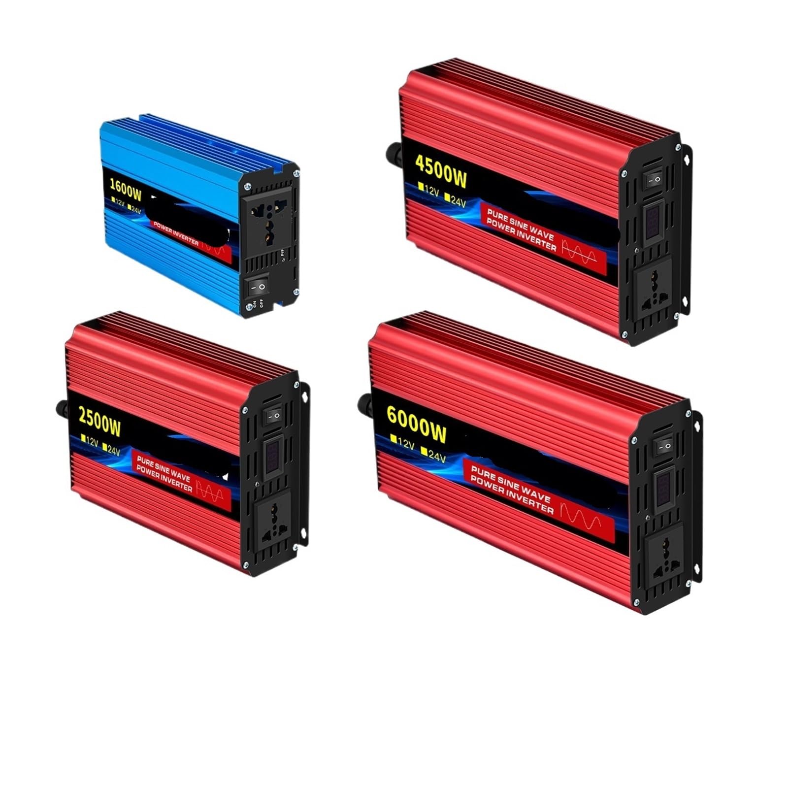 Inverter a onda sinusoidale pura da 1600W-10000W, da 12V-24V a 110-220V, alimentato a energia solare, ad alta efficienza e risparmio energetico.(1500W/4500W)
