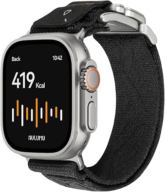 Aulumu C03 Snap Functional Titanium Buckle for Apple Watch Ultra 3/2/1 Nylon Band | Luxury Embossed Texture Knit | Quick-release Design | iWatch Bands for 49/46/45/44MM