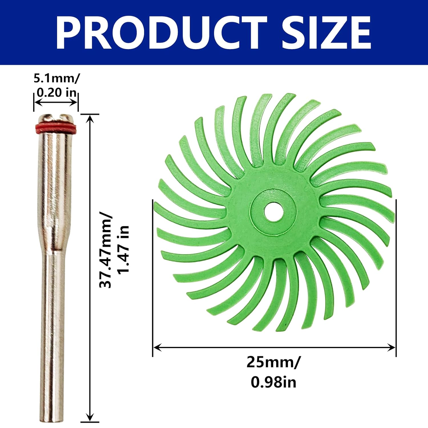 66pcs 1Inch Radial Bristle Disc Polishing Kit 6 Mix Grit 80/120/220/400/600/1000 with 1/8" Shank for Rotary Tools, Abrasive Brush Buffing Wheel Kit for Jewelry, Wood, Metal Finishing Deburring