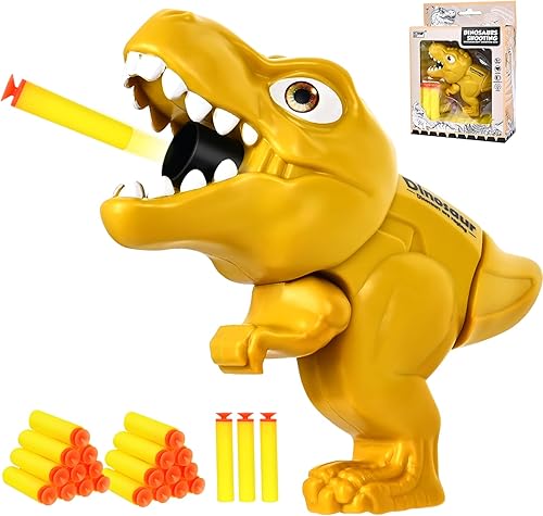 Pistola de juguete de dinosaurio para dardos de pistolas Nerf, pistola de espuma manual, con 60 balas suaves y tambor de 16 rondas, pistolas de