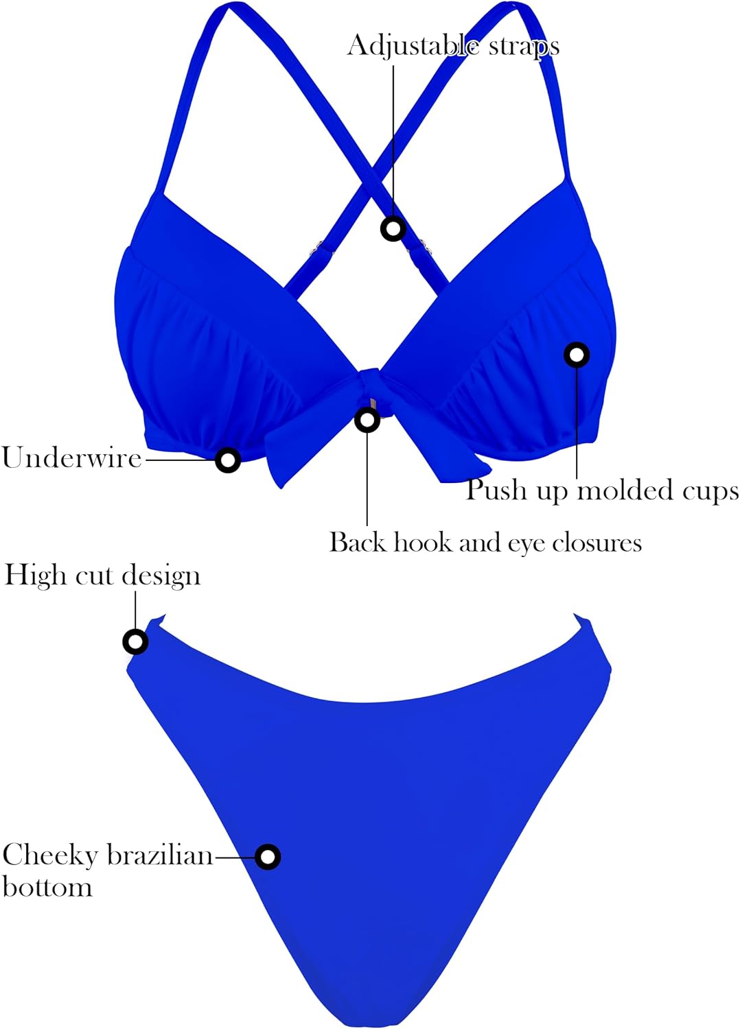 RELLECIGA Women’s Push Up Bikini Set Underwire High Cut Sexy Two Piece Bathing Suit - Image 6