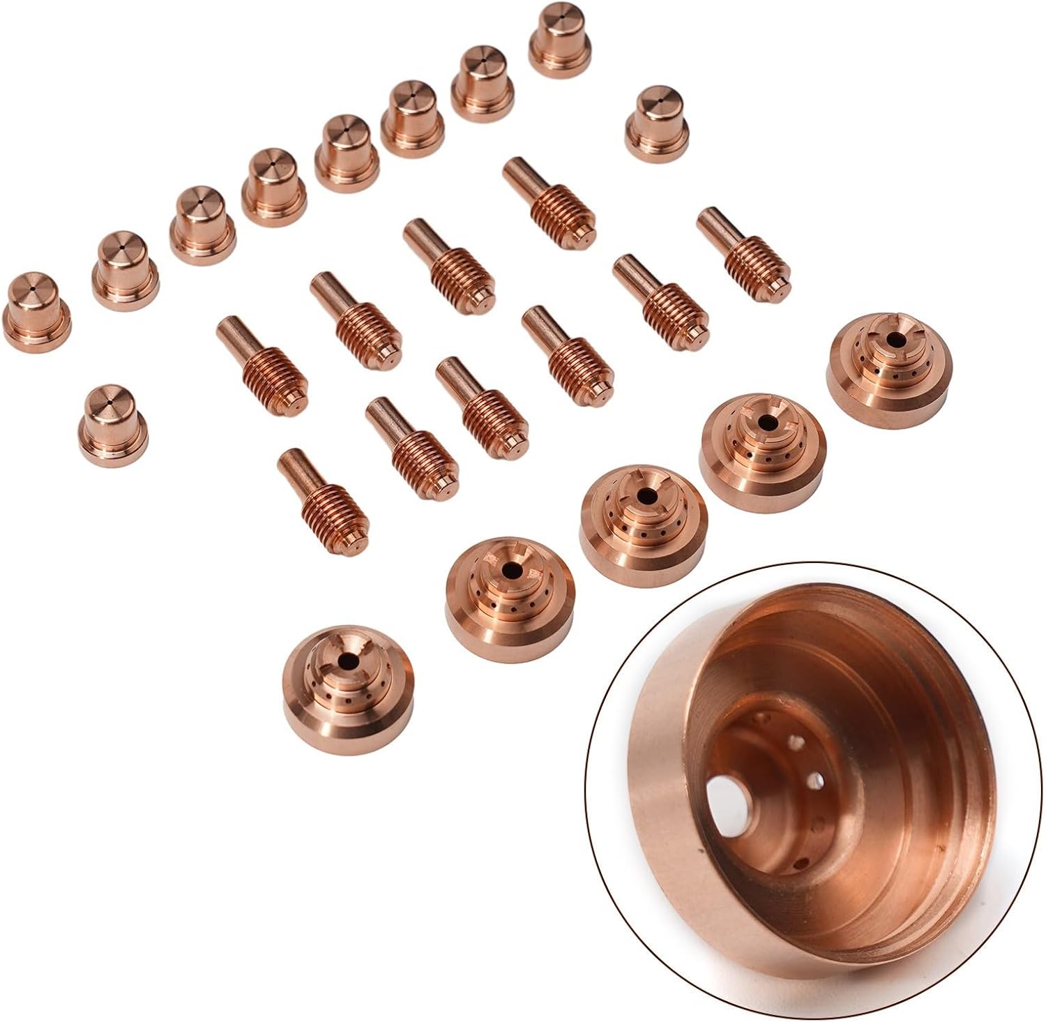25PCS Plasma Torch Consumables For Miller Spectrum 2050 ICE-55C/55CM Torch, Includes 192047 Hafnium Copper Electrode 192051 Plasma Cutting Tips 192053 Shield Cap