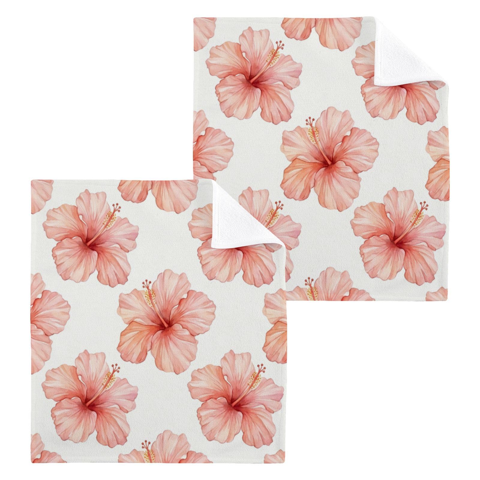 BOESI Hibiscus Pattern 12x12in Cotton Washcloth,Face Towel