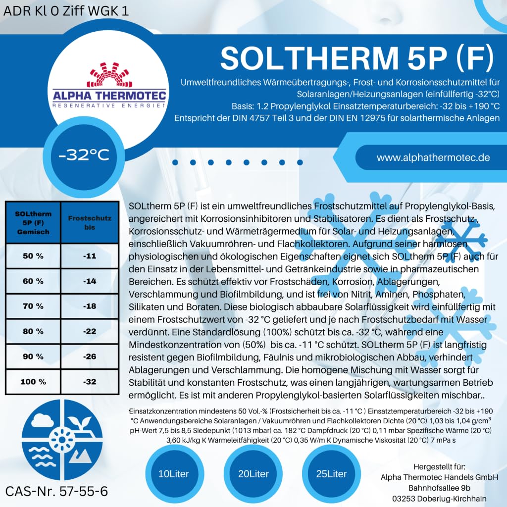 Solarflüssigkeit 20 l gelb Gemisch bis -32° C Frostschutz, Solarfluid, Solarliquid, Wärmeträgermedium