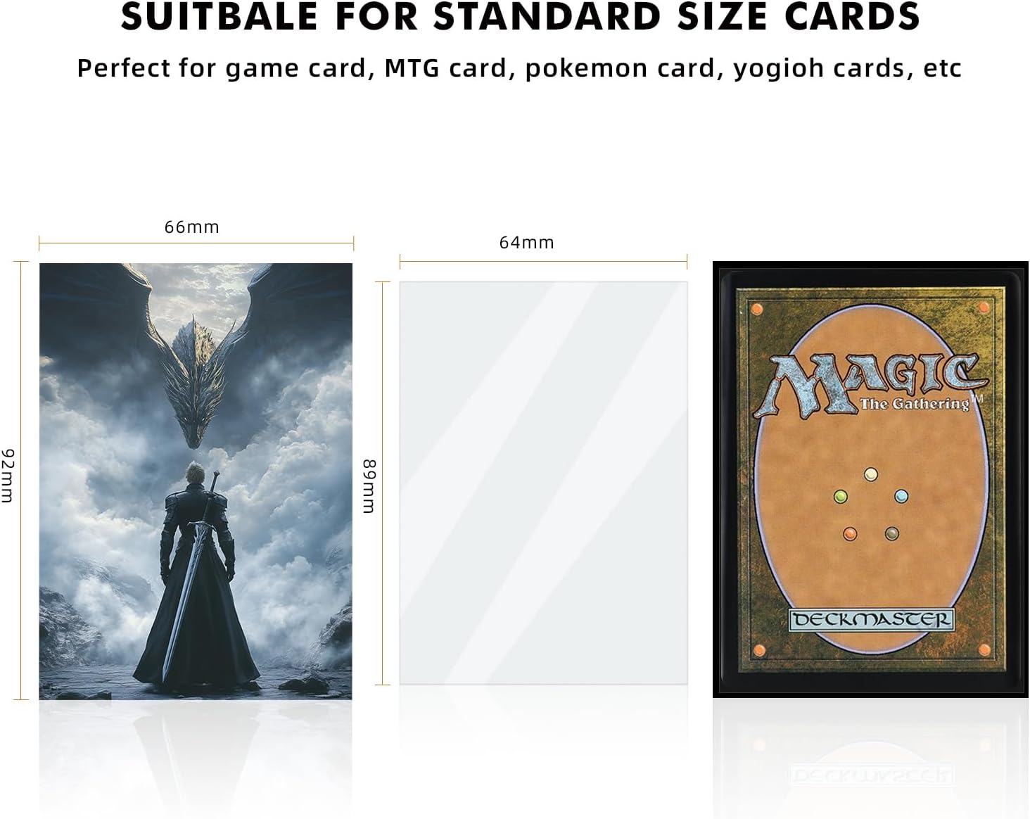 Katomula 100 MTG Card Sleeves with 100 Inner Sleeve, Textured Back Art Sleeves, Fit Standard Size Cards - Fantasy Dragon