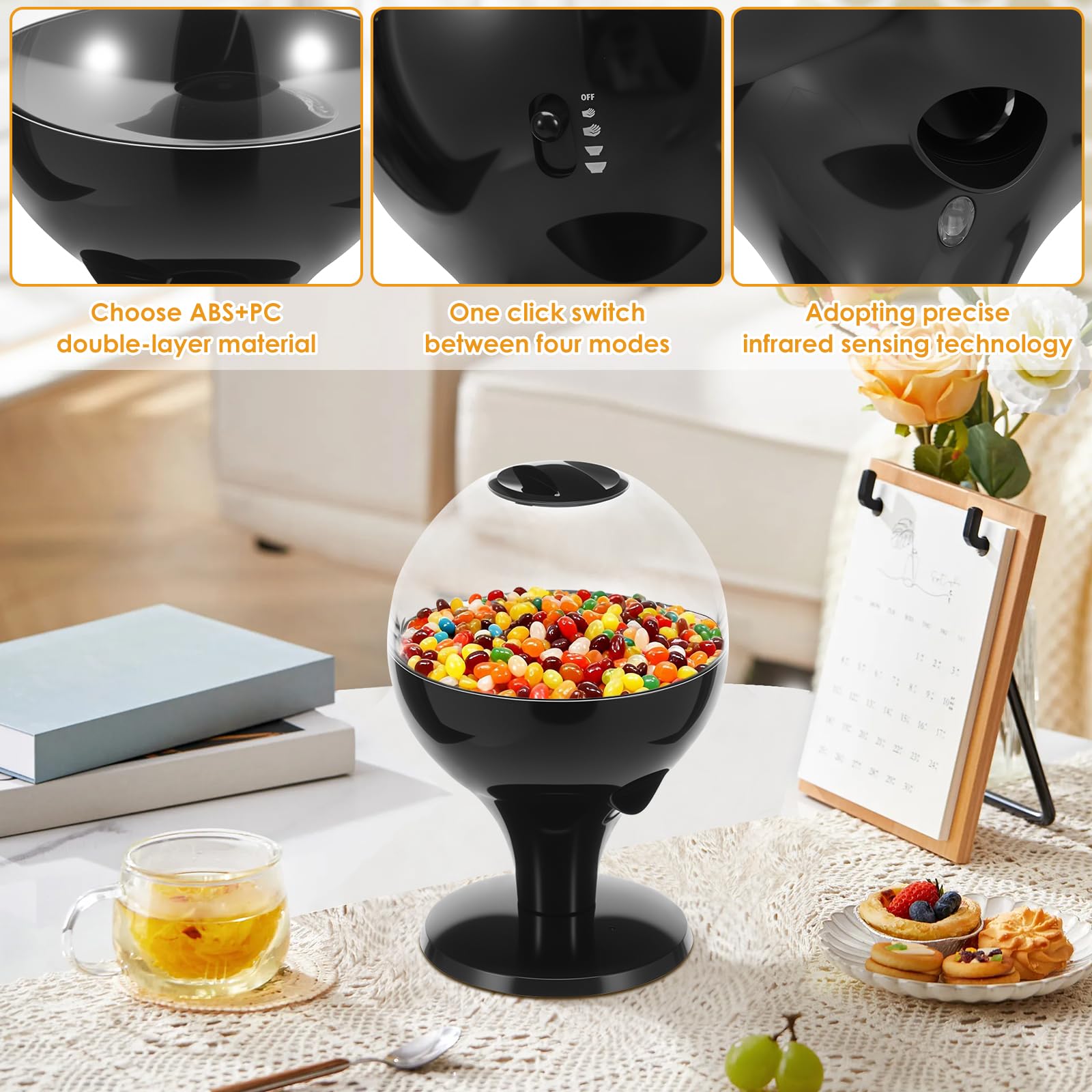 Distributeur automatique de bonbons 1 l - Machine à bonbons automatique avec capteur infrarouge - Contrôle précis pour boules en caoutchouc, oursons en gomme, noix, céréales