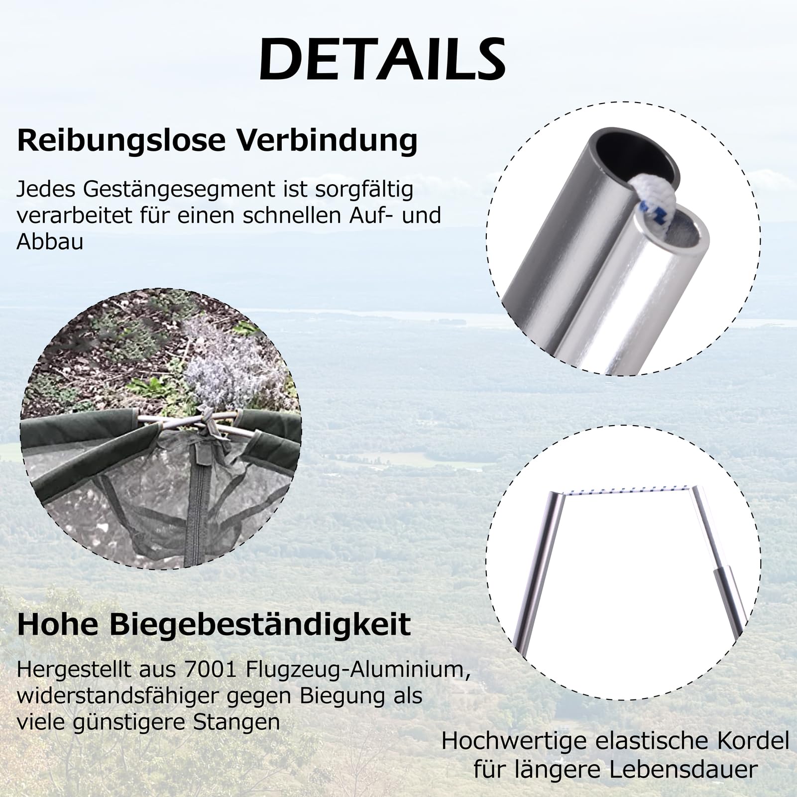 Azarxis Zeltstange Reparatur Set, Alu Teleskopstangen, Ersatzgestänge Einstellbar Zubehör für Zelt Camping Wandern