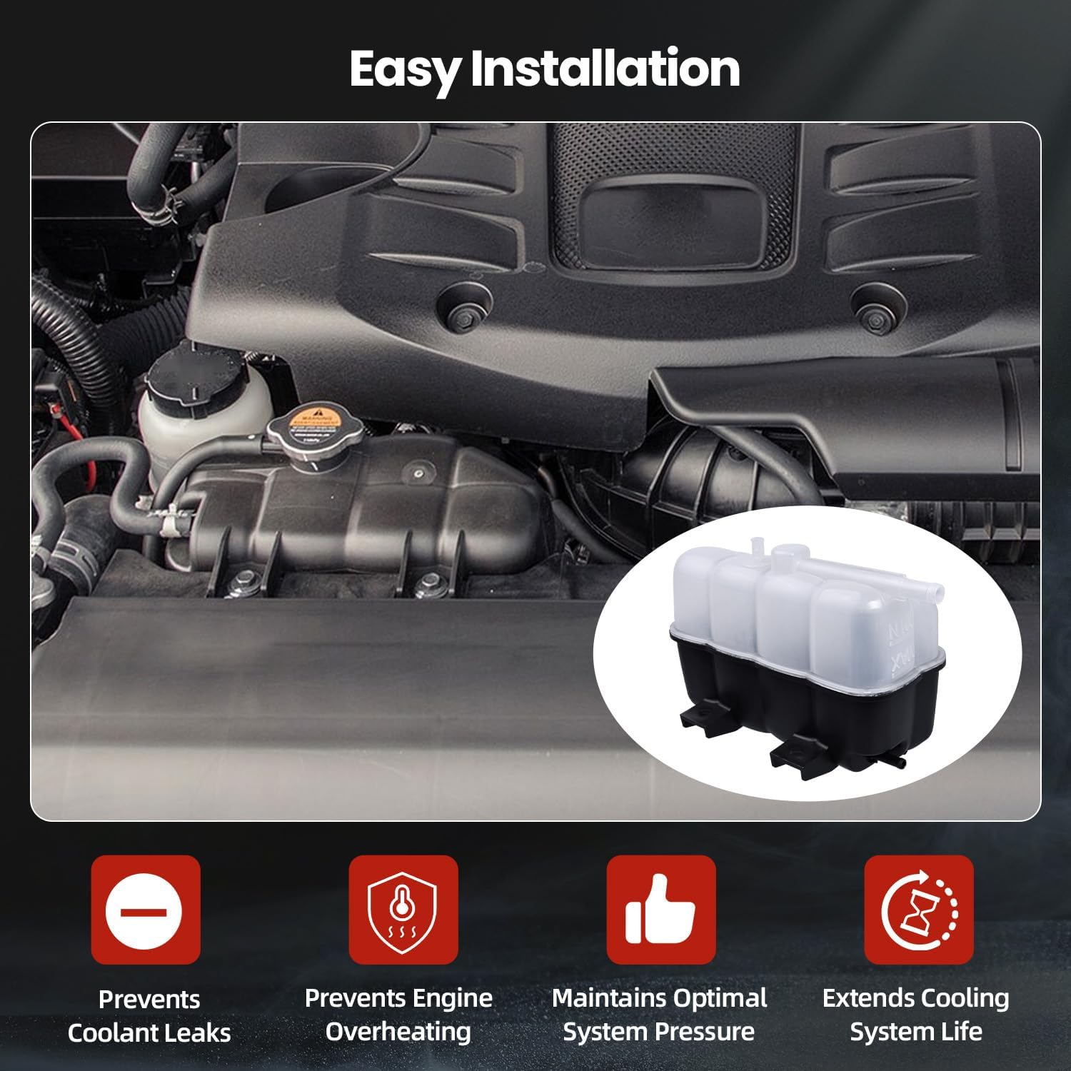 21710-1LA1A Radiator Reservoir Tank Assembly Compatible with Infiniti QX80 2014-2020 5.6L, QX56 2011-13 5.6L; Compatible with Nissan Armada 2017-2024 5.6L Coolant Overflow Tank Expansion Tank