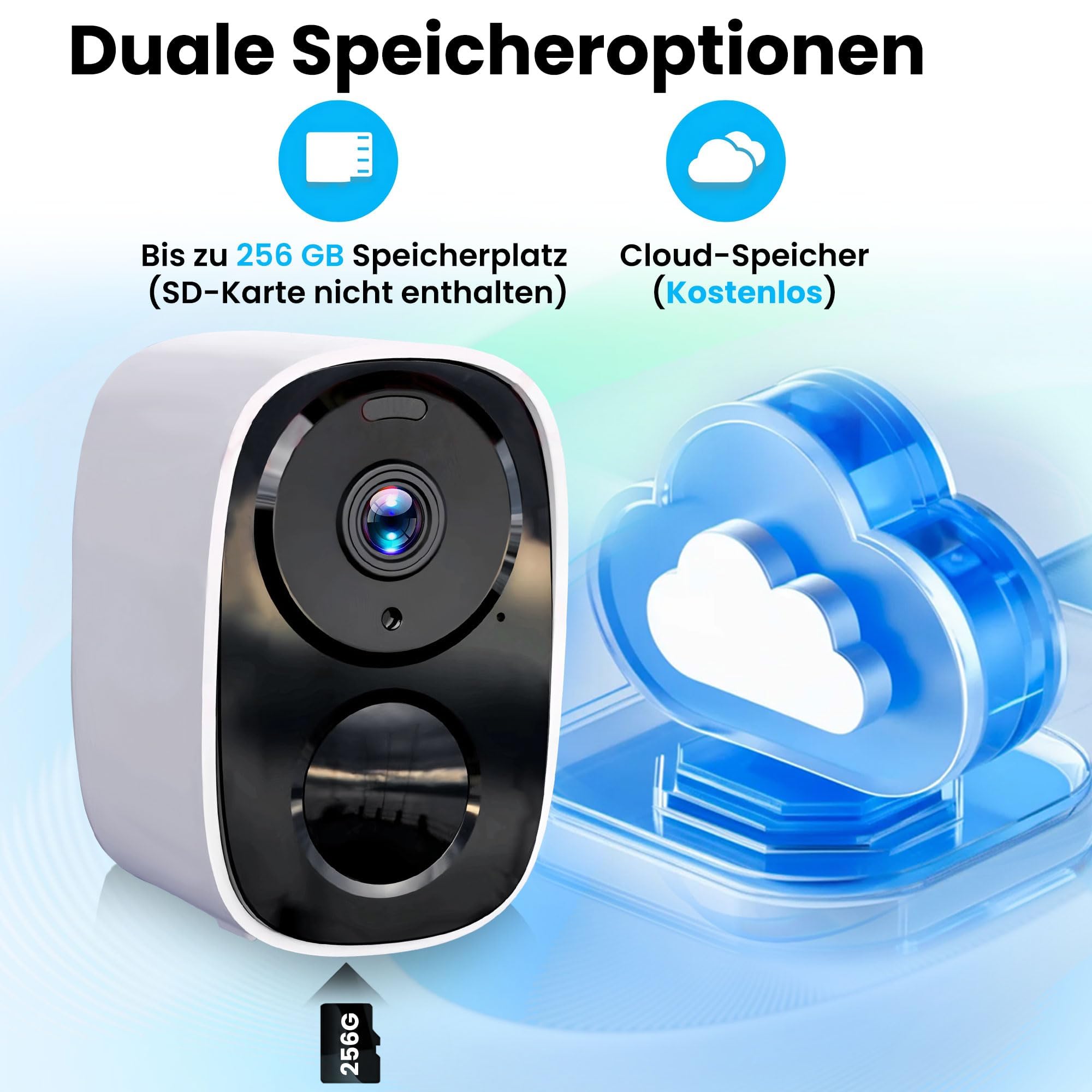 2K/3MP Überwachungskamera Aussen Akku, Kostenloser Cloud-Speicher, 5GHz/2,4GHz WLAN Kabellose Überwachungskamera außen/innen, 2-Wege Audio, Bewegungserkennung, Farbige Nachtsicht, IP66 Wasserdicht