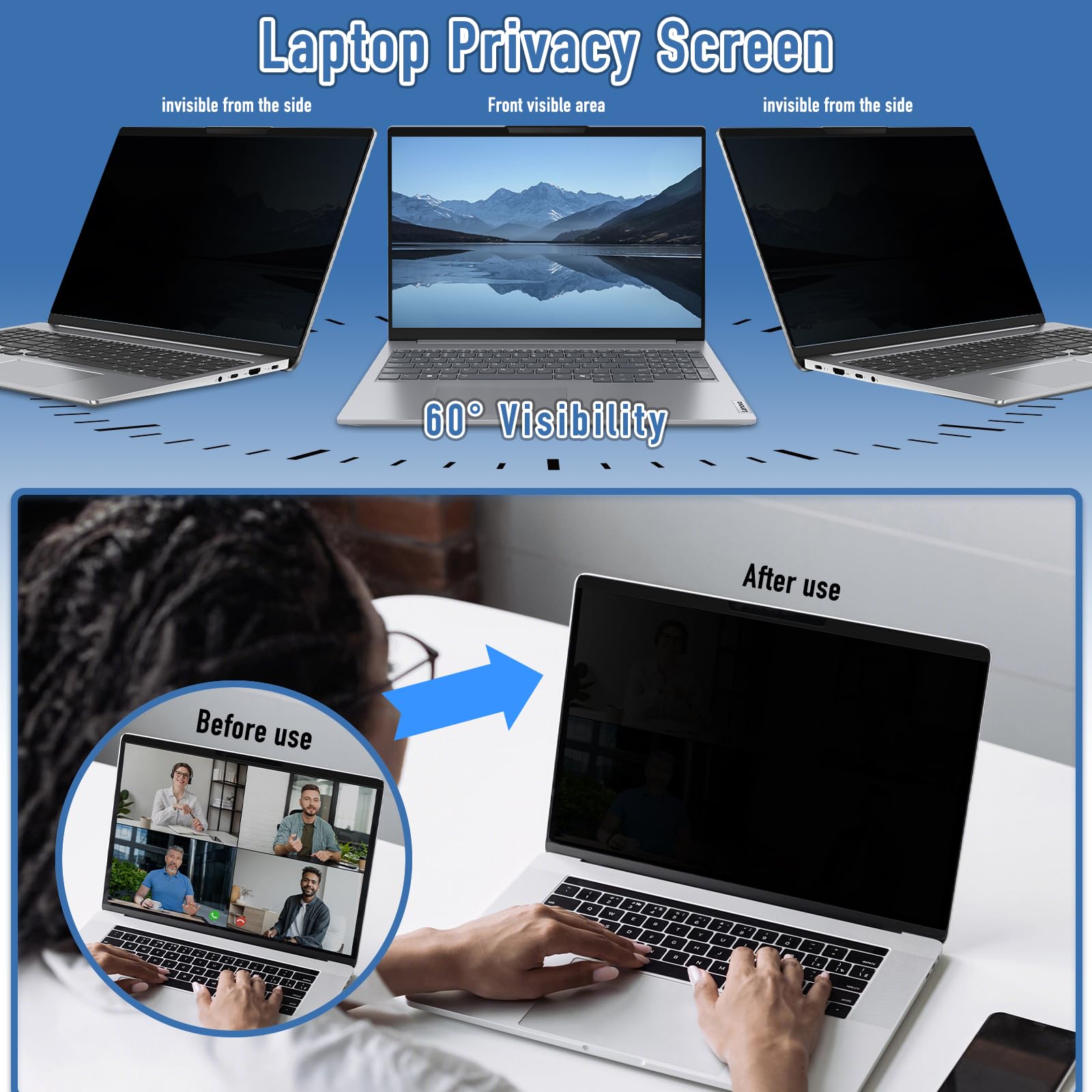 Filtro Schermo Privacy per 14 Pollici 16:10, Rimovibile, Anti Luce Blu, Anti-Spia, Filtro Privacy Magnetico Ultrathin Computer Portatili per HP/dell/Acer/Lenovo/Thinkpad/Samsung/ASUS/Sony