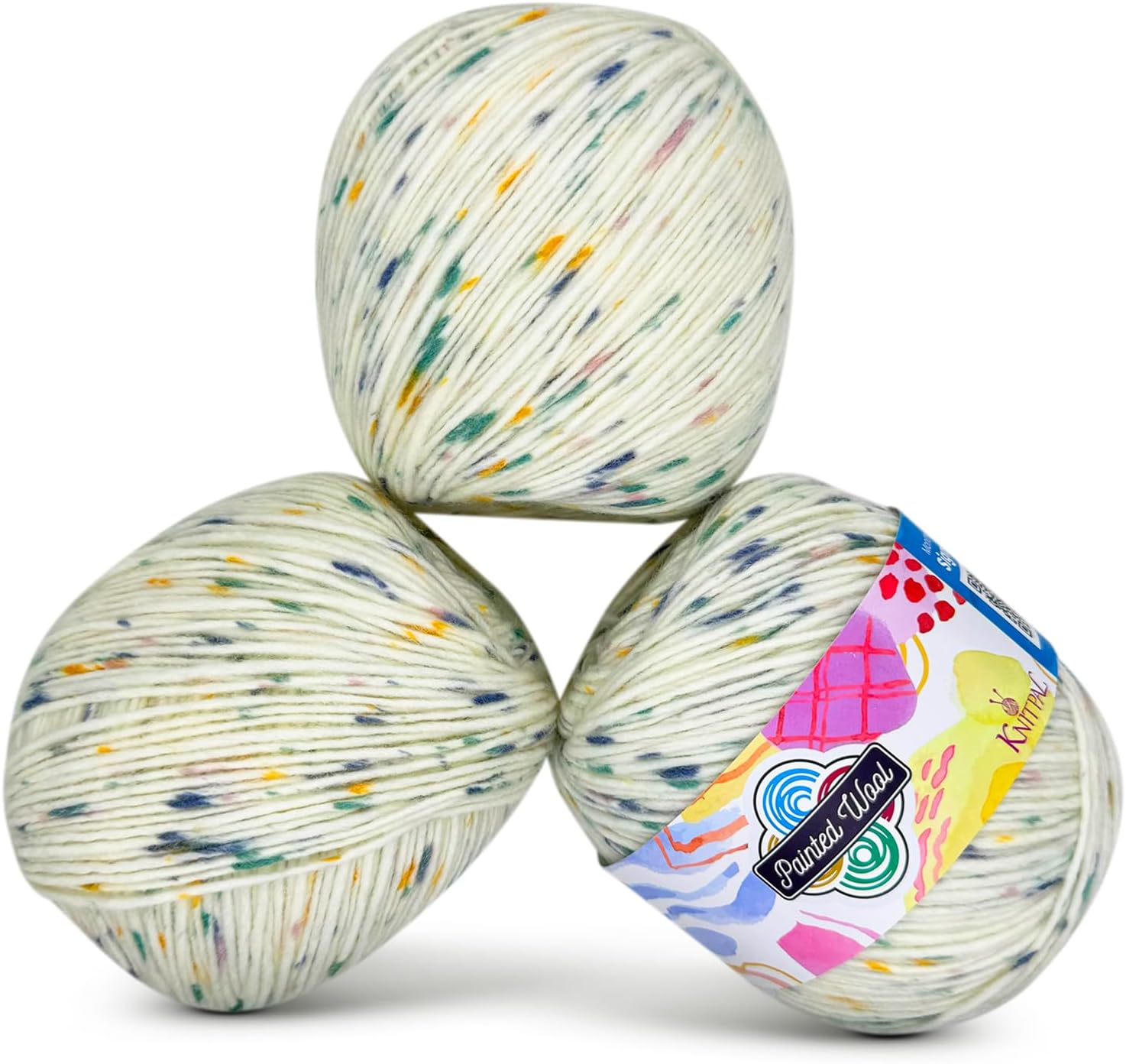 KnitPal Painted Wool Yarn for Knitting, 3 Skeins, 753Yds/300G, Free Patterns - 3 DK Weight Variegated Yarn for Crocheting with Hand Painted Look - Floating Fireflies