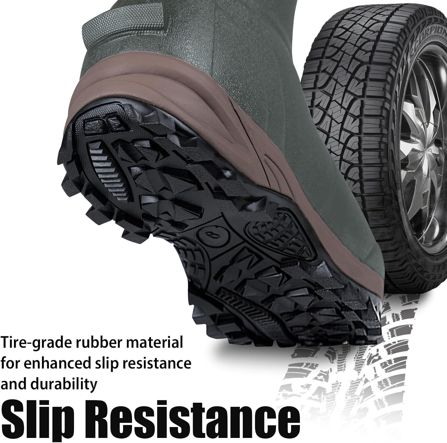 Hunting Boots for Men with 800g Insulation, Waterproof Rubber Cold-Weather Boots with 6mm Neoprene, Steel Shank & Anti-Slip Sole for Hunting and Working - Image 2