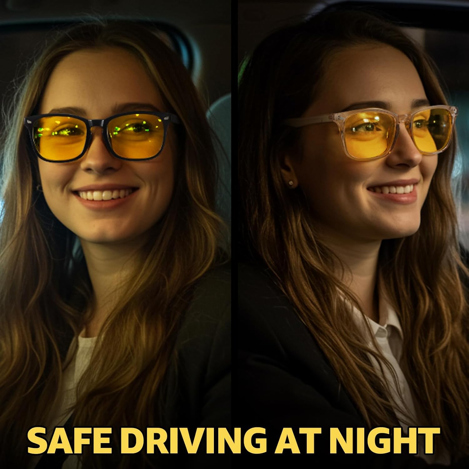 Myiaur Night Vision Glasses for Women Men, Polarized Nighttime Glasses for Driving with Yellow Lens Anti Glare (2 Pack) - Image 2