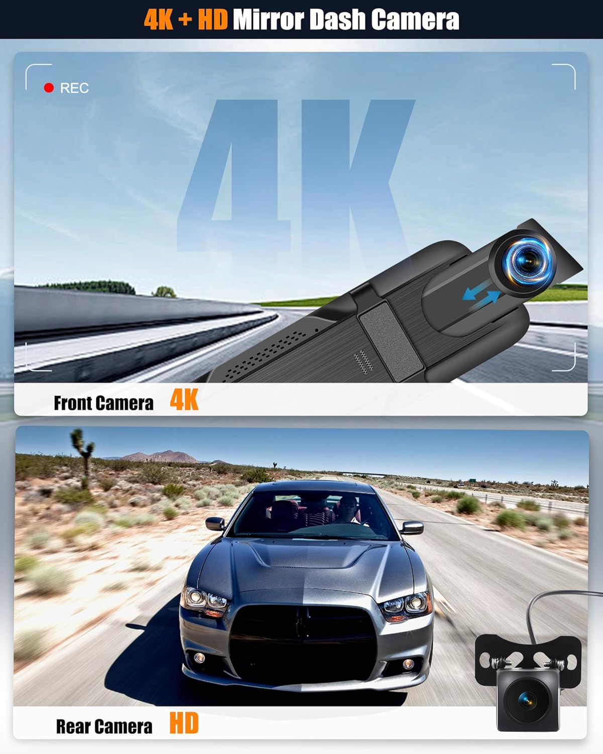 Illustration of 4K front camera and HD rear camera recording