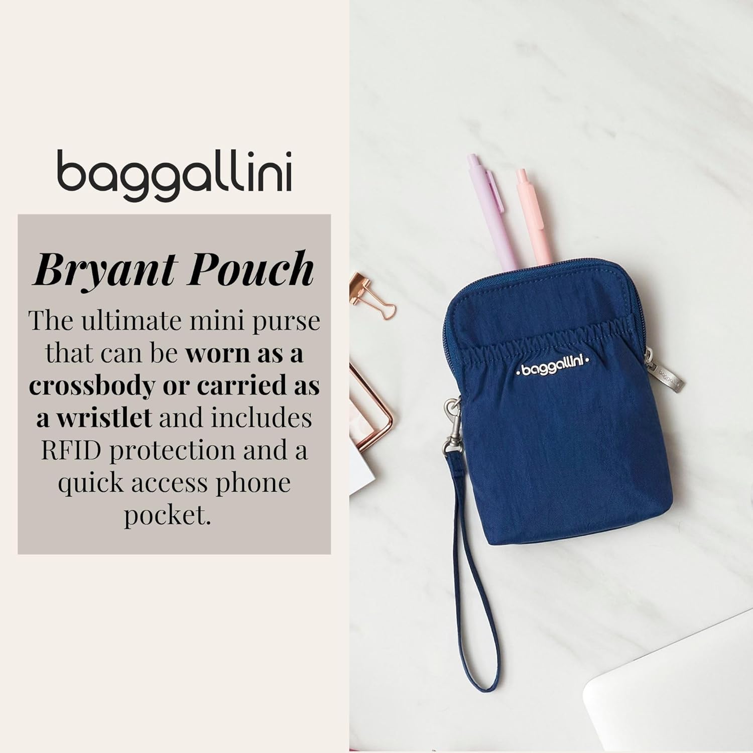 Baggallini Bryant Pouch Small Crossbody Bag for Women - Phone Purse with Crossbody Strap - Lightweight Crossbody Pouch - Image 3