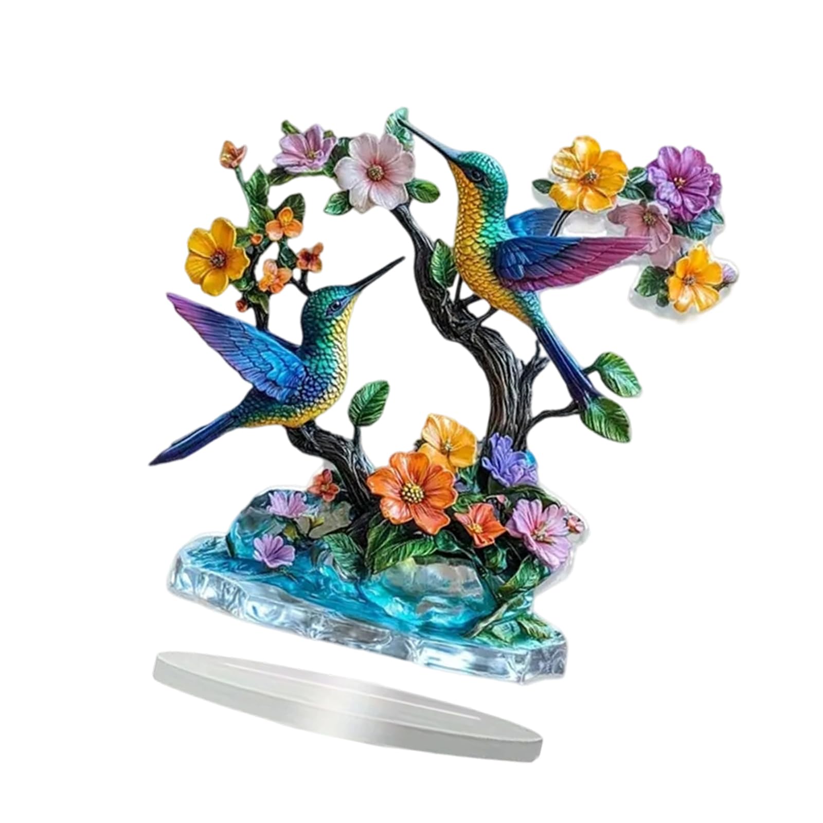 Lerpwige Acrylic Flower Branch Bird Statue Figurines Table Centerpieces Animal Sculptures Table Ornament Home Decors Animal Sculptures