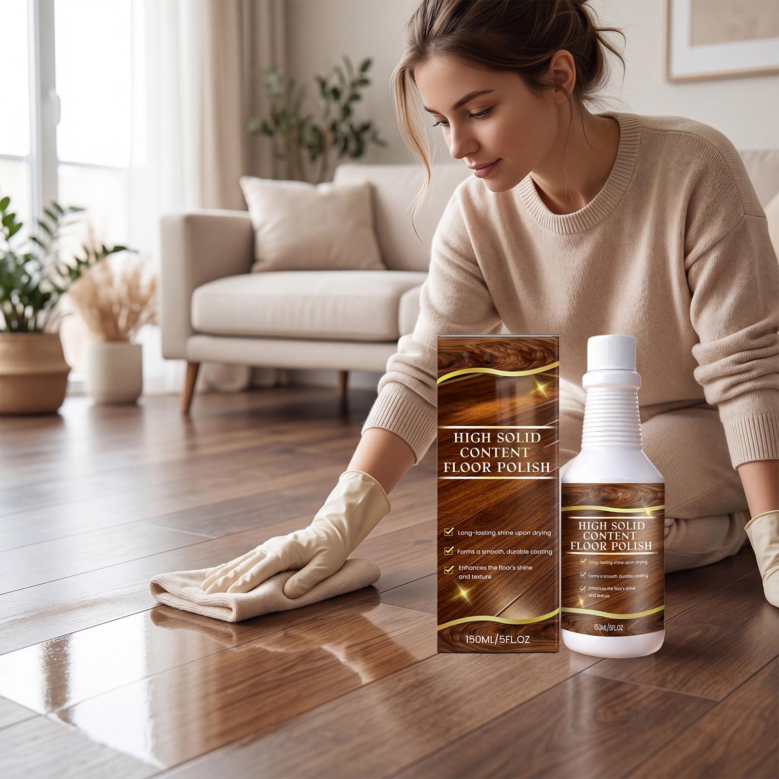 Detergente per pavimenti in legno, riparazione pavimenti in laminato, effetto multiplo per pavimenti puliti, lucidati in legno ad alto solido, ripristina la lucentezza e la consistenza, tutti i tipi