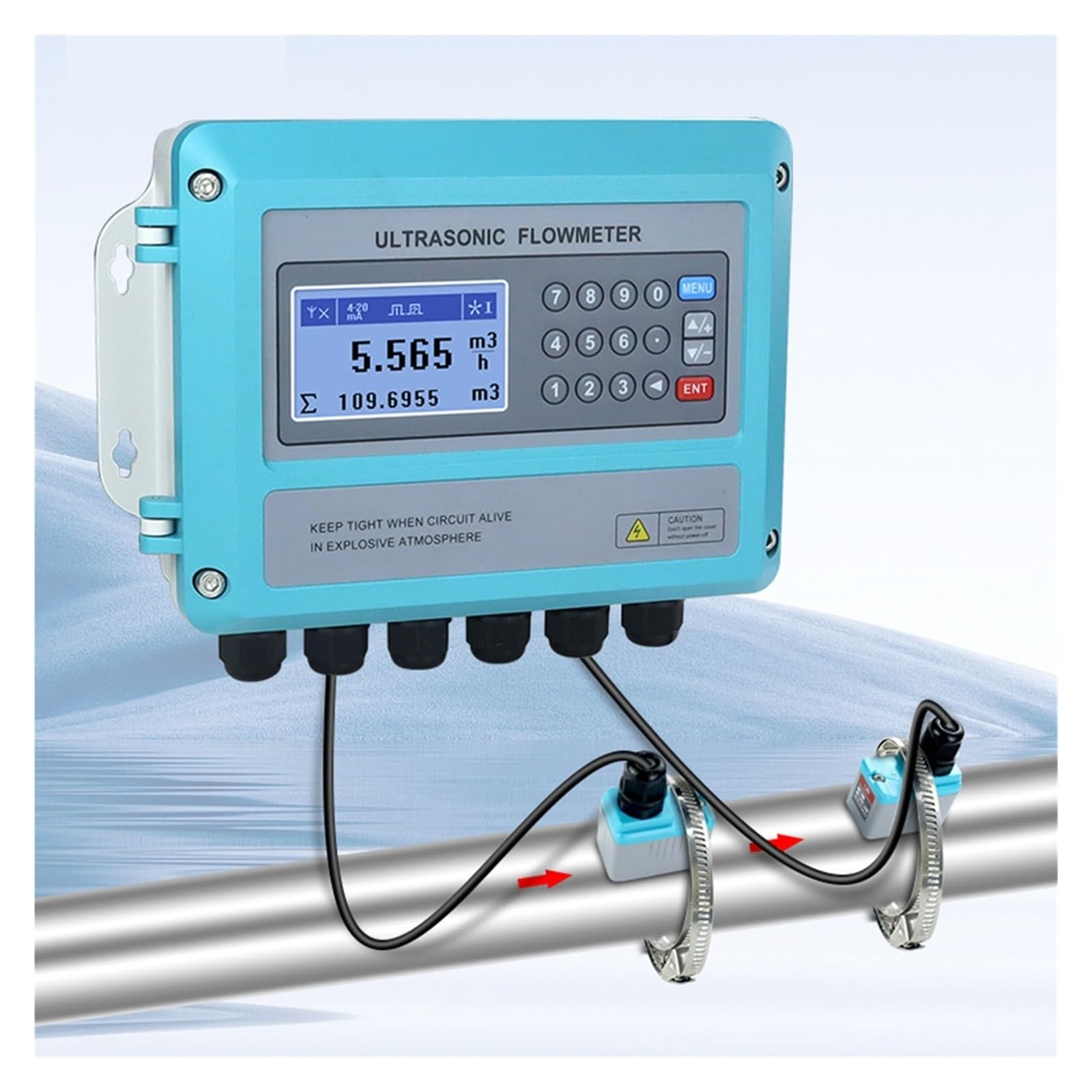 Medidor de Agua Medidor de caudal ultrasónico agua líquida con salida señal RS485 4-20 mA, módulo tubería acero inoxidable PVC, caudalímetro pared DN15(DN15-DN100 upgrade)