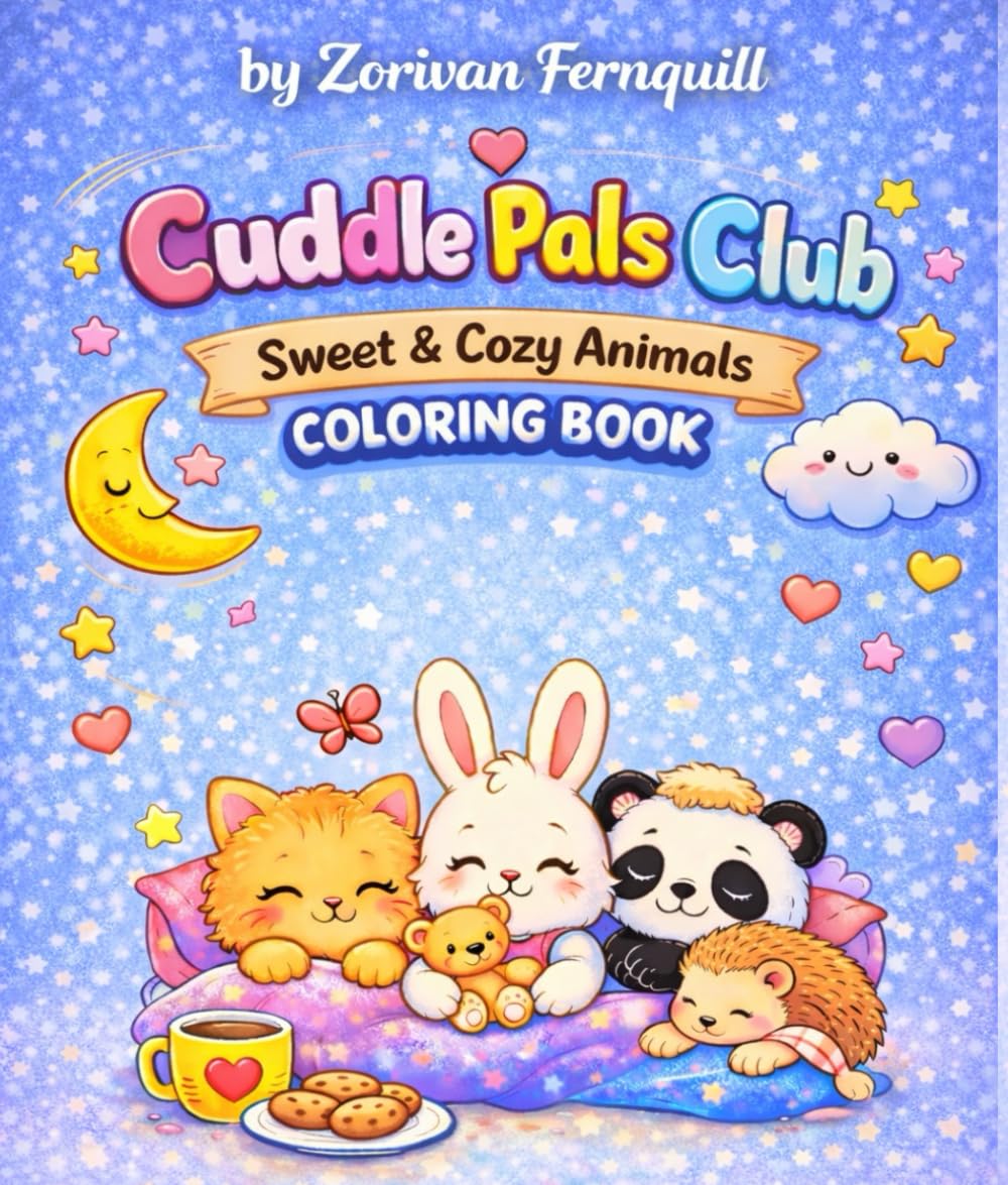 Cuddle Pals Club: Sweet & Cozy Animals Coloring Book: A Relaxing Cozy Animal Coloring Book with Cute Characters, Simple Designs and Stress Relief Pages