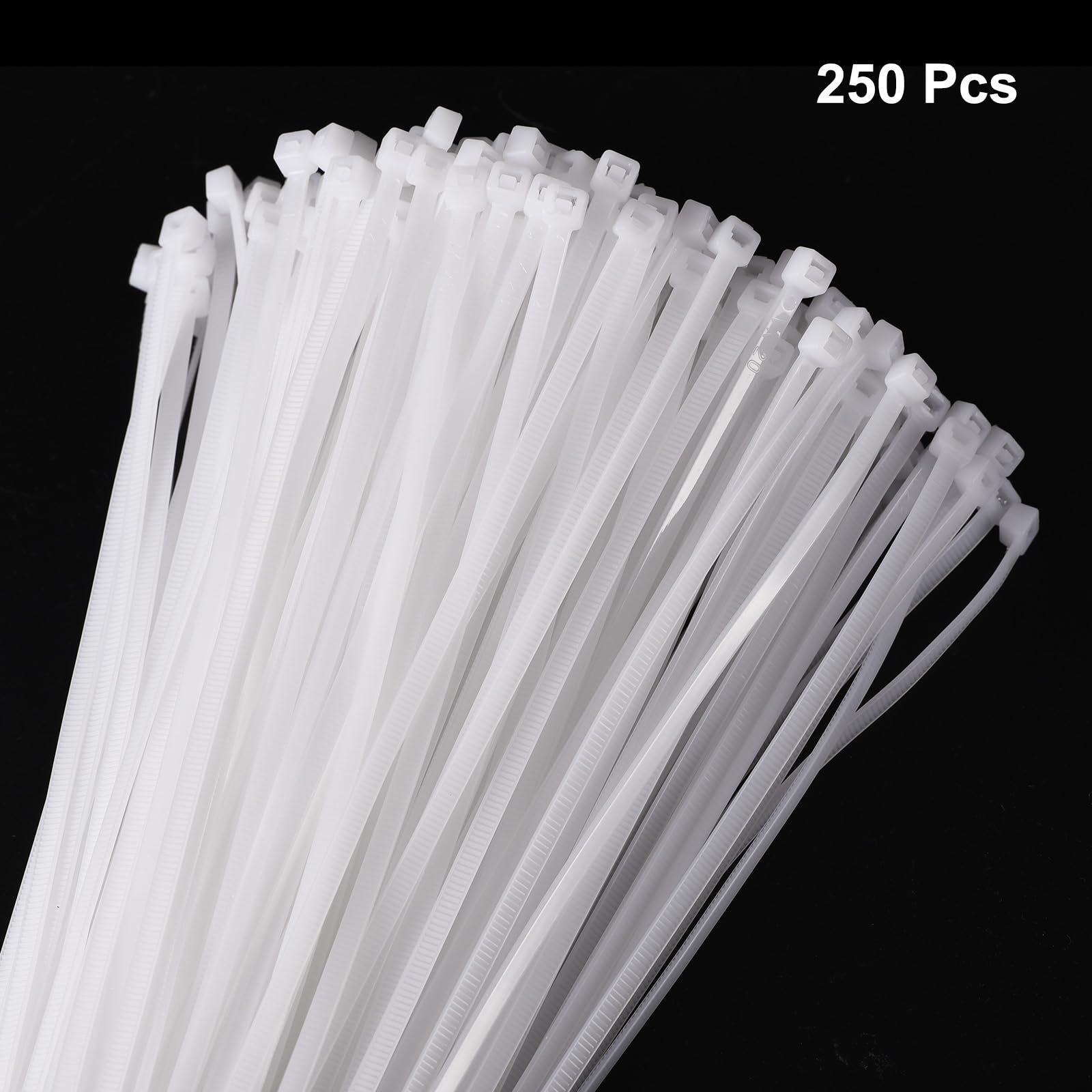 QUARKZMAN 250 Pezzi di Fascette Stringicavo in Nylon Extra Lunghezza da 500 Mm/20" e Resistenza di 49 Libbre 5mm per La Gestione Dei Cavi, Colore Bianco