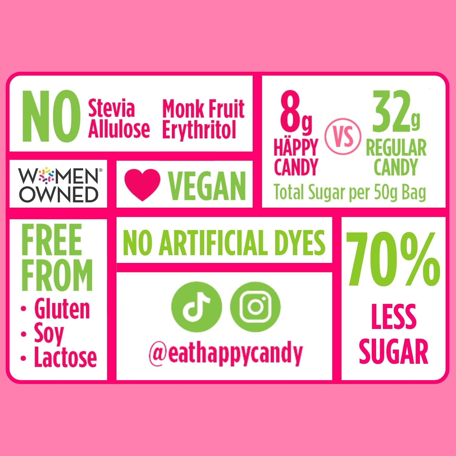 Häppy Candy - Big Apple Gummy Candy | NYC-Inspired Red & Green Apple | Low Sugar, Gluten Free, No Alternative Sweeteners, Non-GMO, Vegan, Lunchbox Friendly | No Fake Sugars | 8 x 1.8oz Bags | Plant-Based, Low Sugar Candy - 8 pack