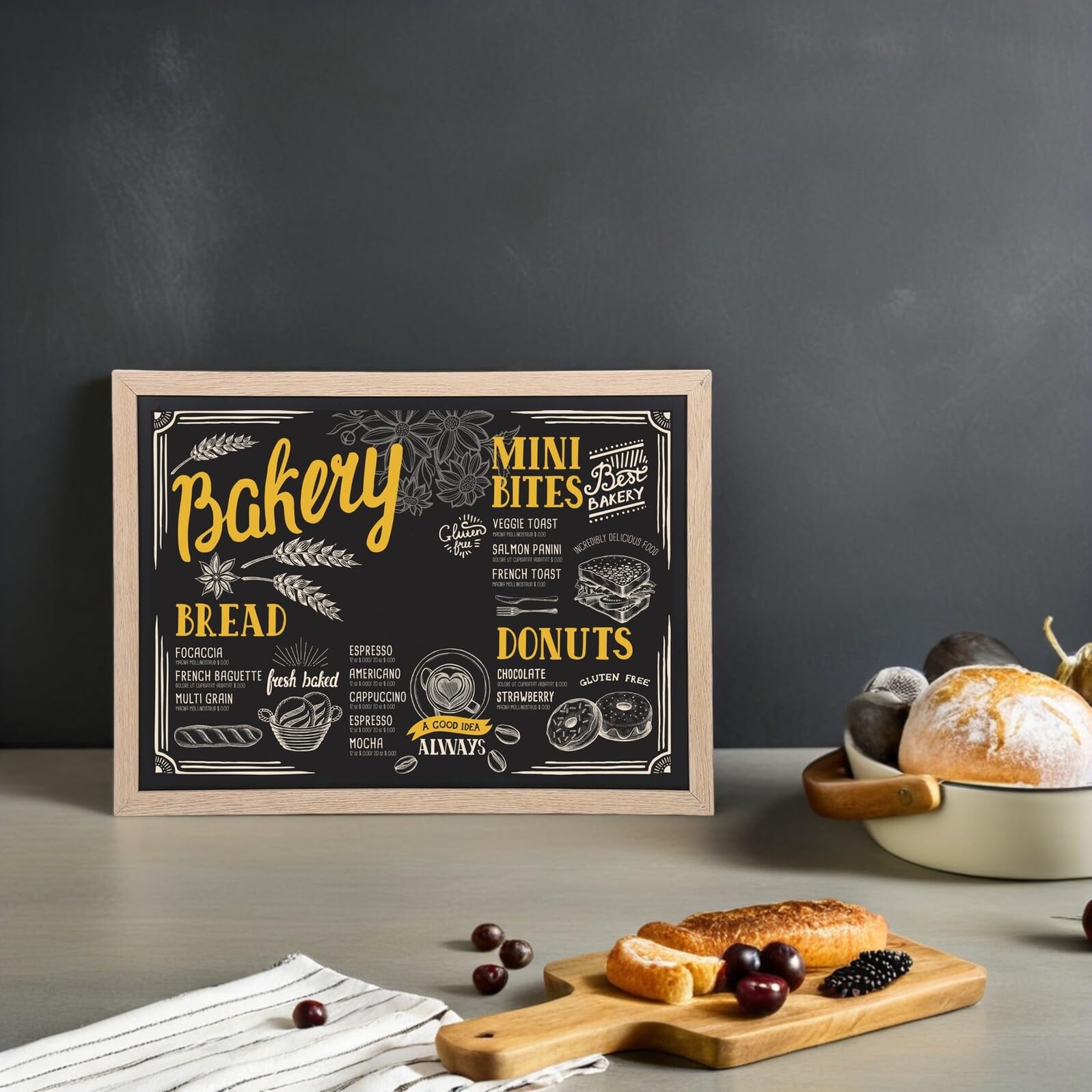 2 Stück Kleine Kreidetafeln aus Holz 40X30cm Abwischbar Wiederverwendbar Tischtafel für Buffet Hochzeit Bar Küche