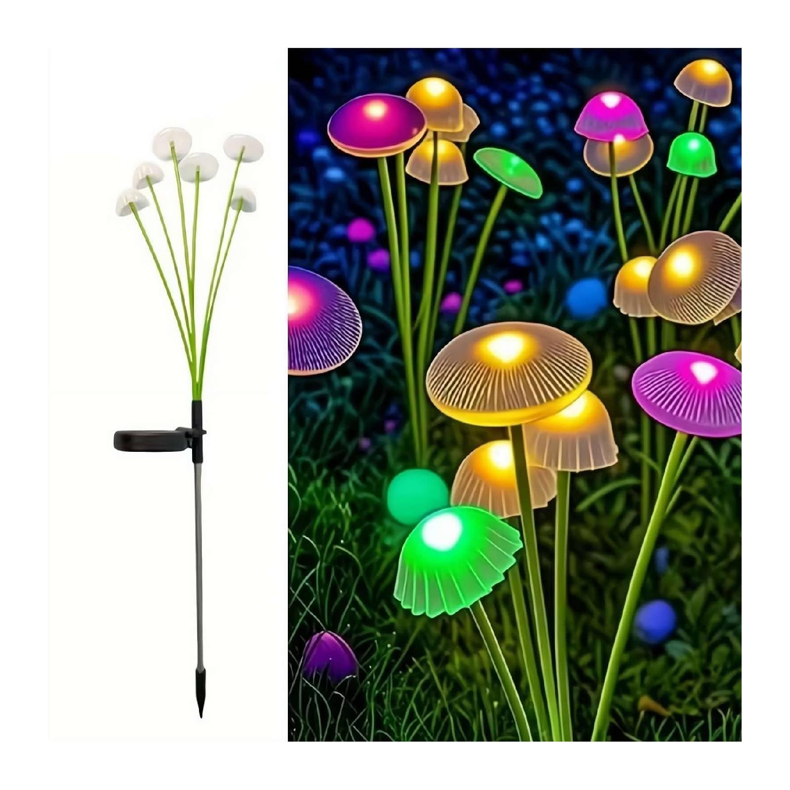 Solar Lights Outdoor Garden Waterproof, Outdoor Solar Mushroom Lights Led Swaying Firefly Lamp, Ip65 Waterproof & Auto On/Off, for Lawn, Pathway, Yard, Patio, Easy Install (Colorful)