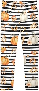 [ODAWA] Fall Pumpkin Stripes Active Leggings for Little Girls, Dance Leggings for Girls 6Y